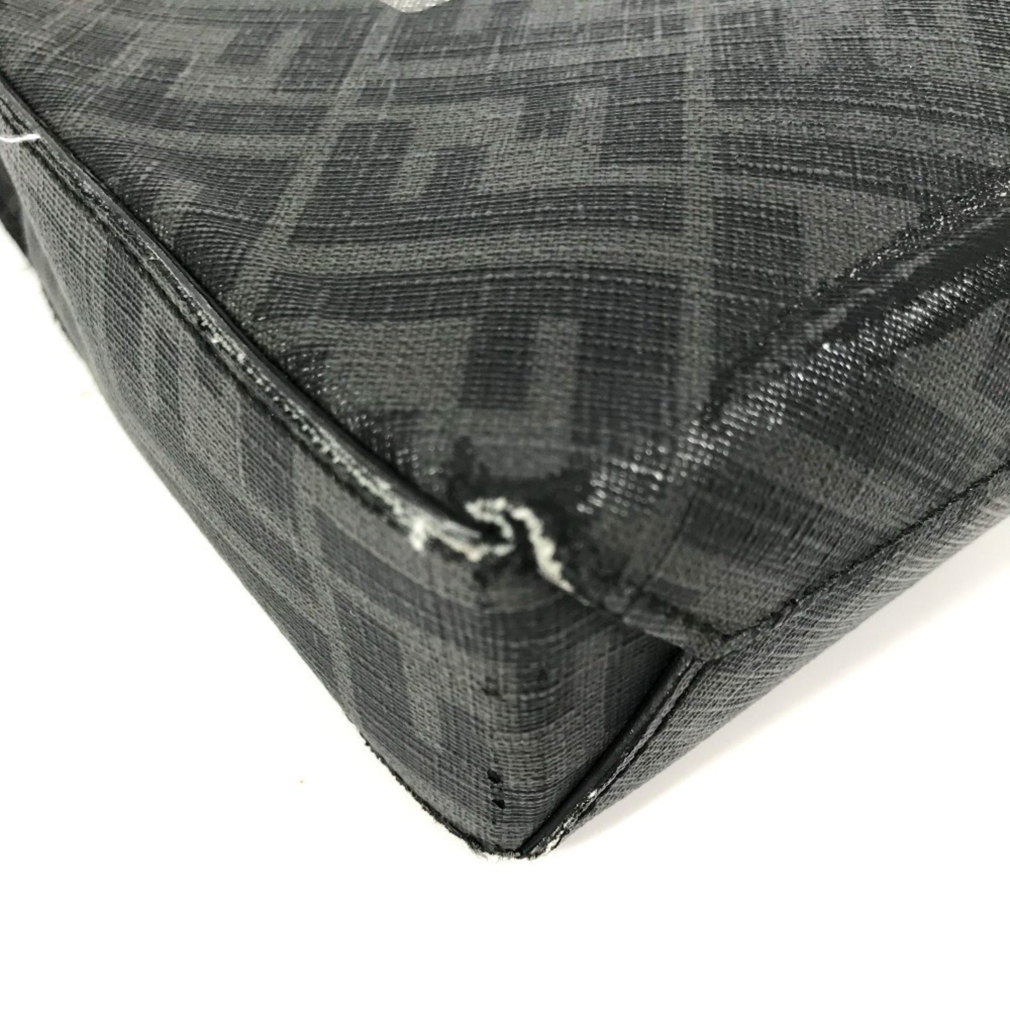 Fendi Zucca Black Gray Pvc Leather Clutch Bag (Pre-Owned)