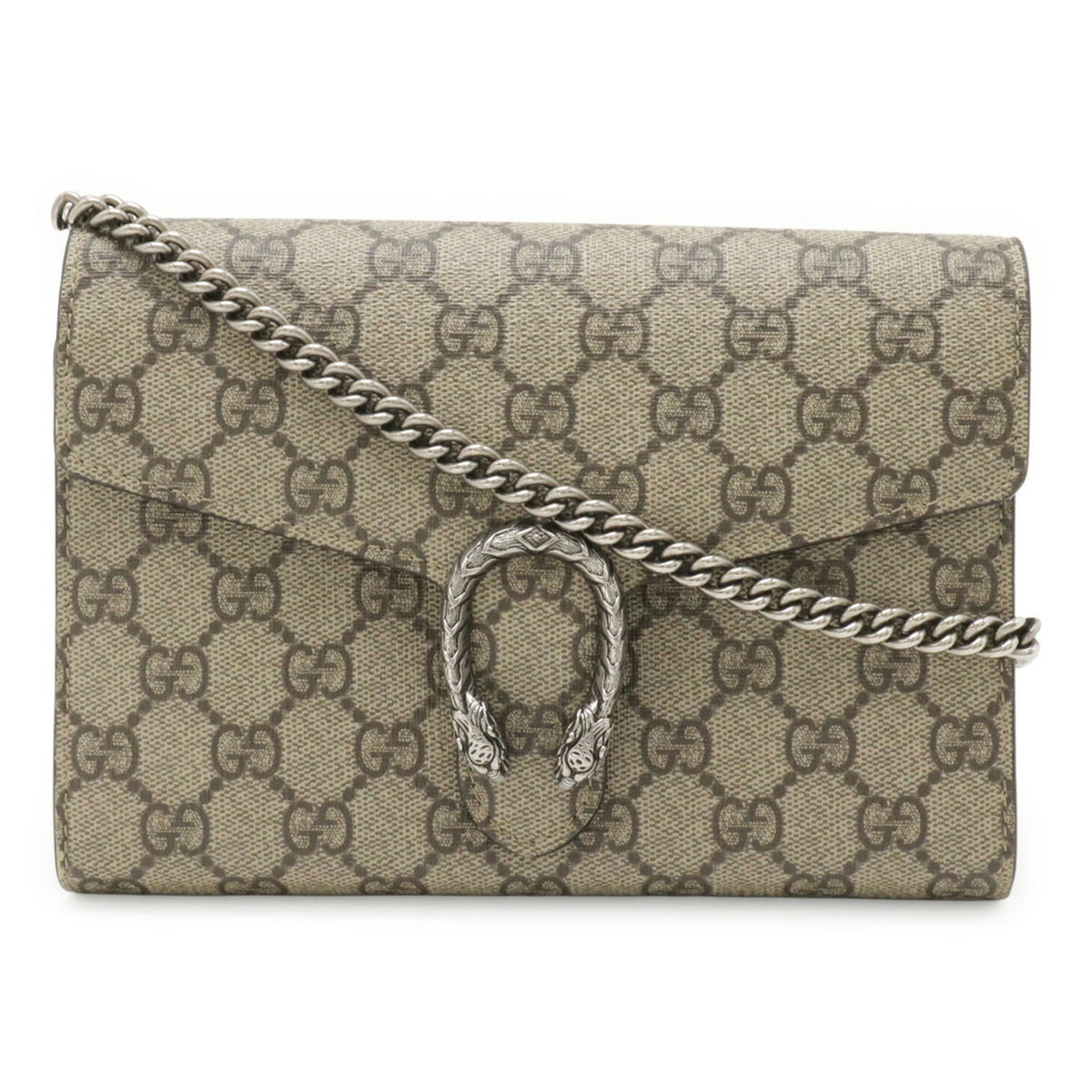 Gucci Beige Coated Canvas Leather Chain/Shoulder Wallet (Pre-Owned)