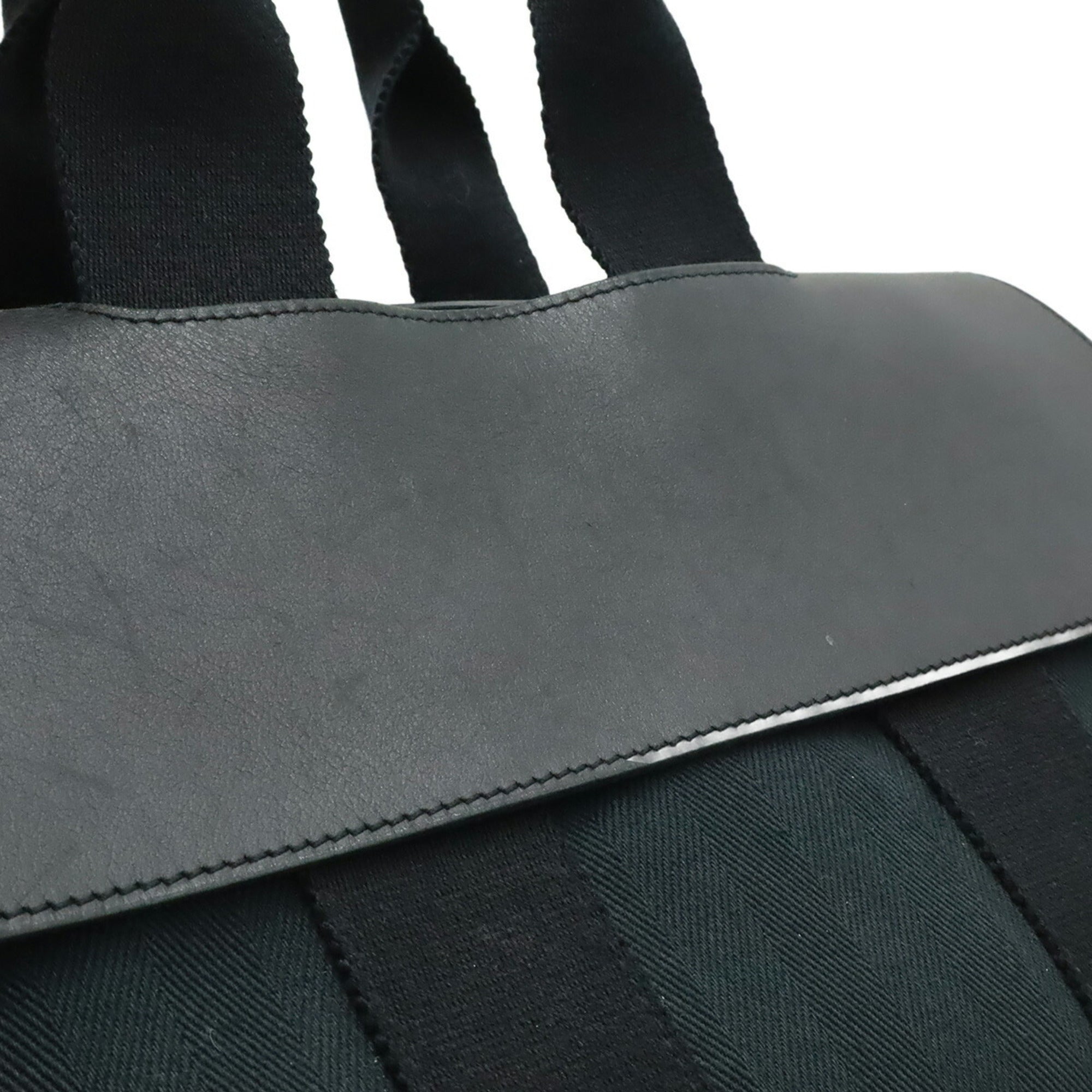 Hermes Valparaiso Black Toile Chevron Leather Handbag Tote Bag (Pre-Owned)