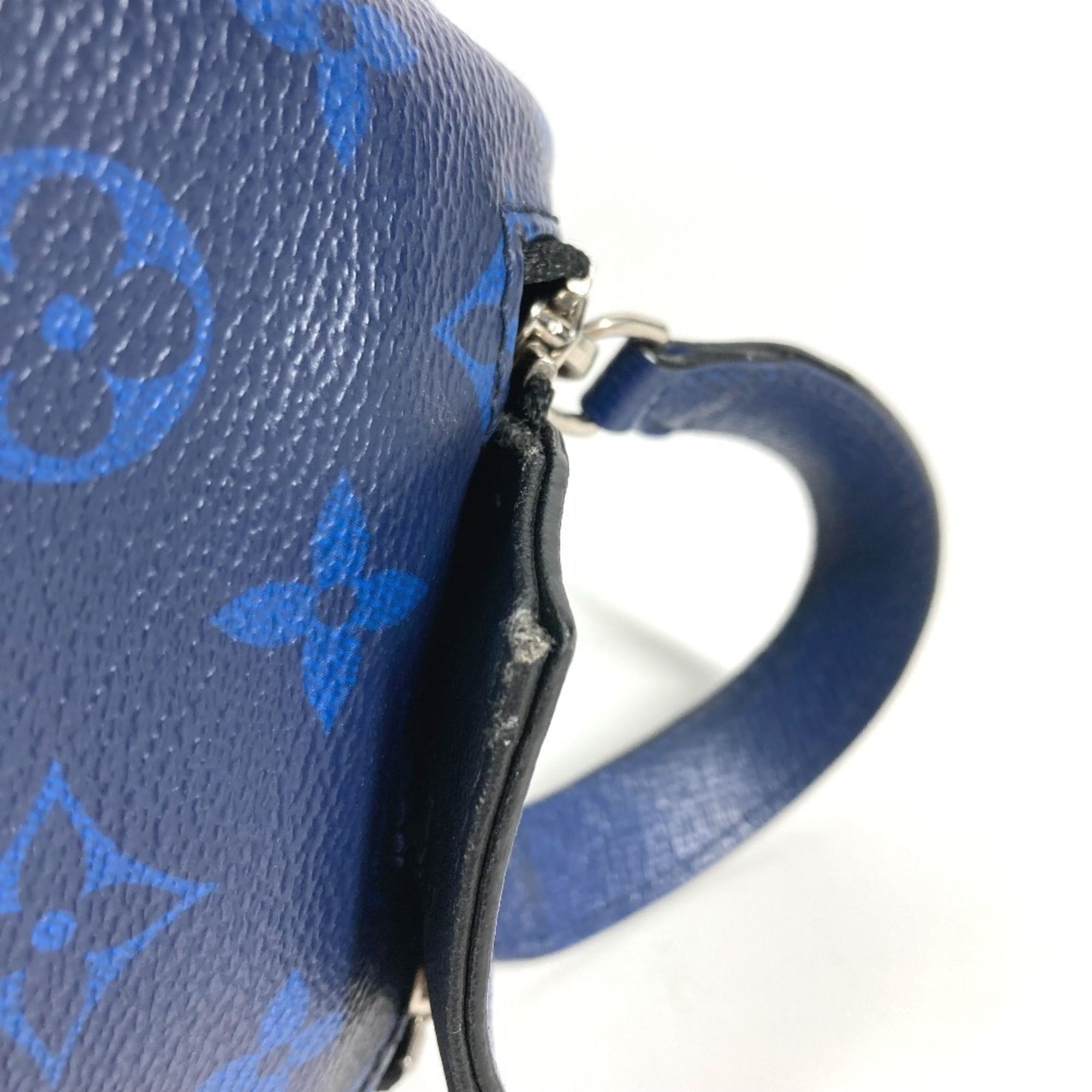 Louis Vuitton Blue Taiga Leather Monogram Canvas Leather Clutch Bag Handbag Pouch (Pre-Owned)
