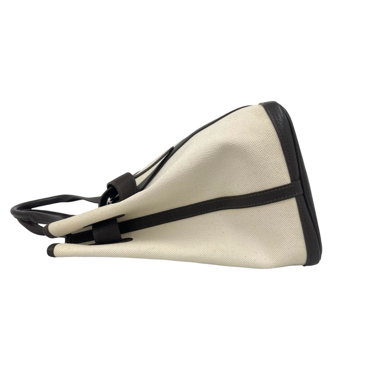 Hermes Brown Ivory Toile H Buffle Skipper Leather Handbag (Pre-Owned)