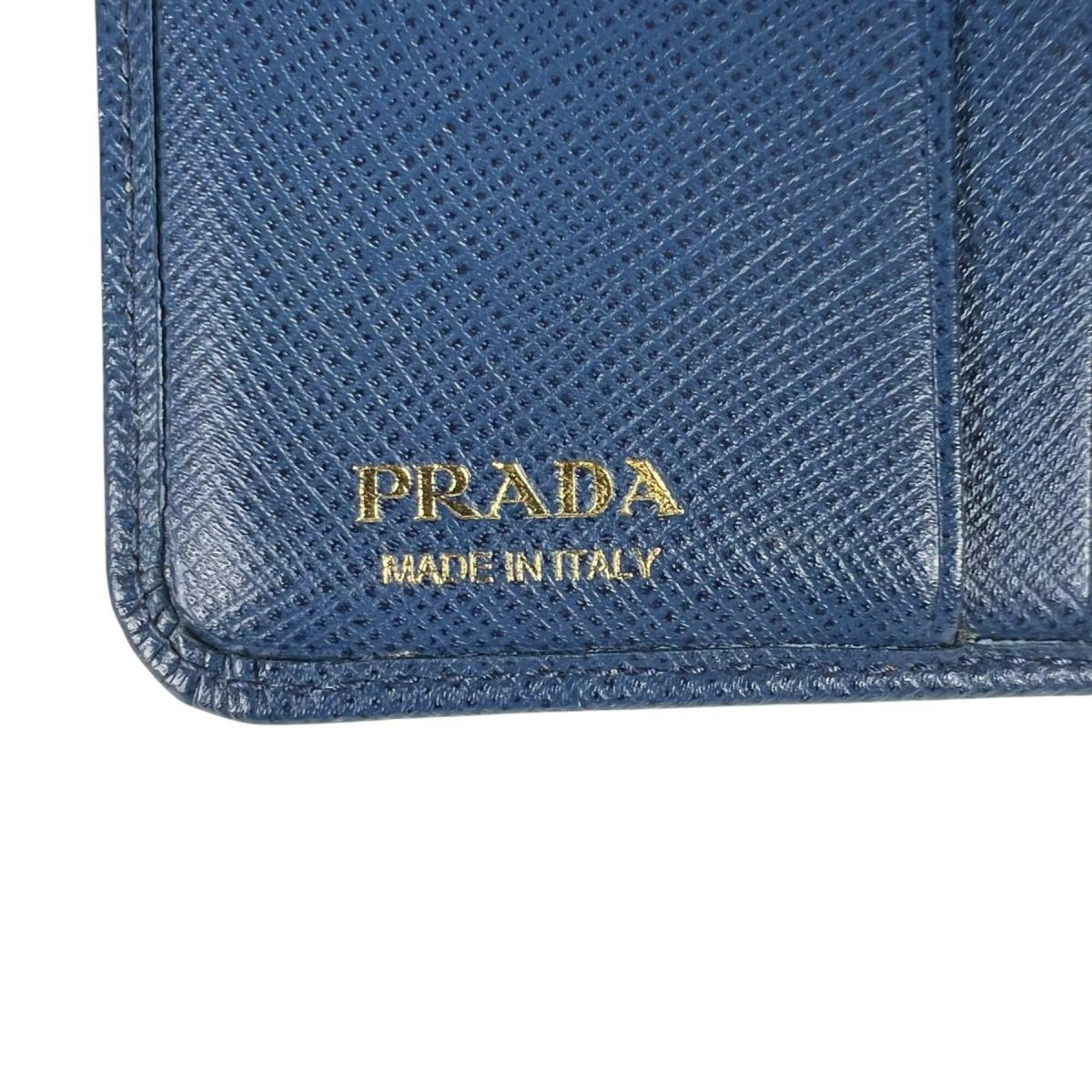 Prada Saffiano Blue Leather Wallet (Bi-Fold) (Pre-Owned)