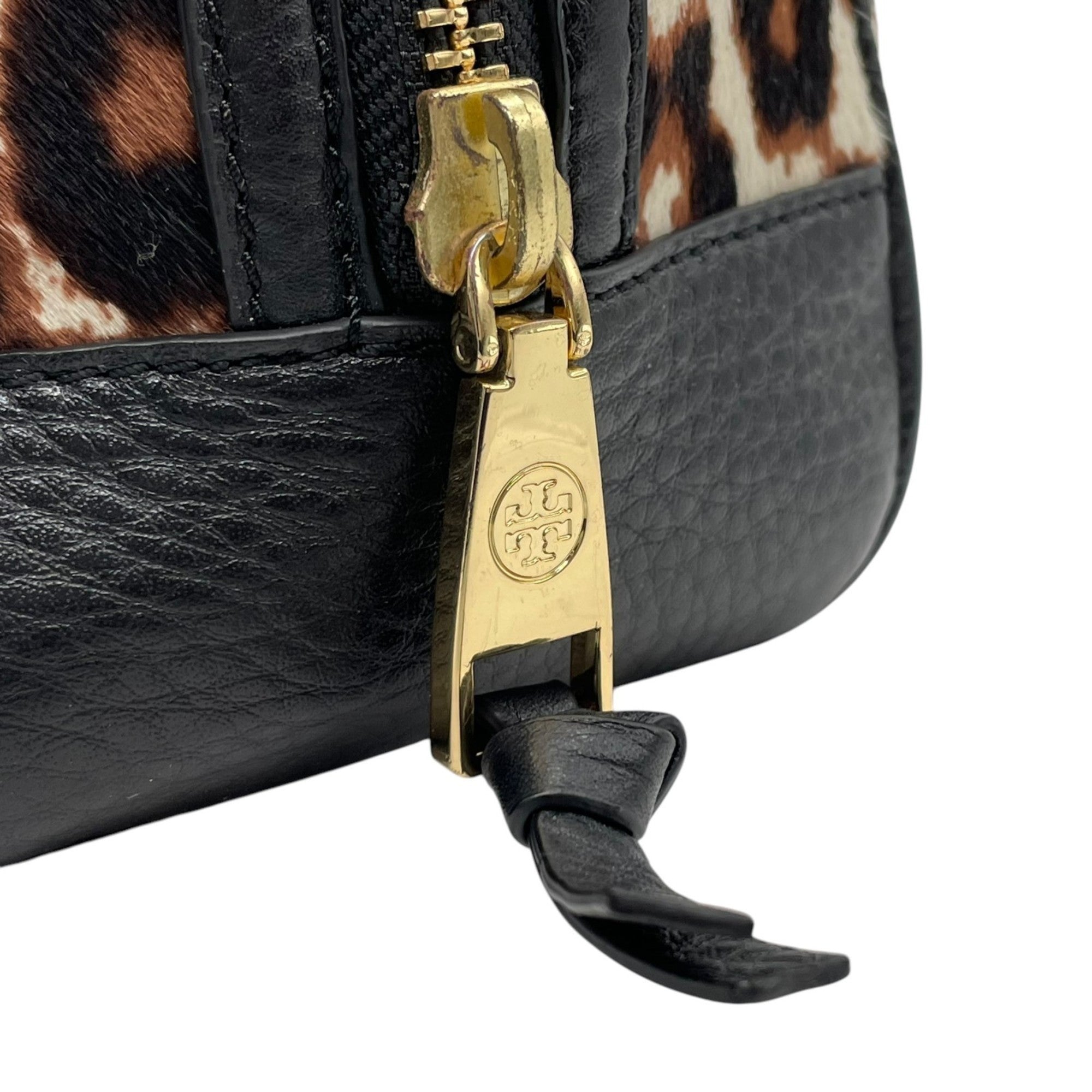 Tory Burch Black Brown Leather Leather Handbag Shoulder Bag (Pre-Owned)