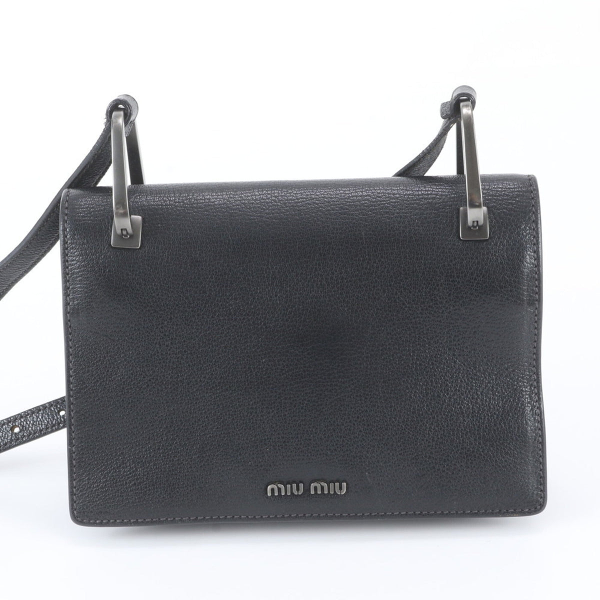 Miu Miu Black Leather Crossbody Bag Handbag Shoulder Bag Tote Bag (Pre-Owned)