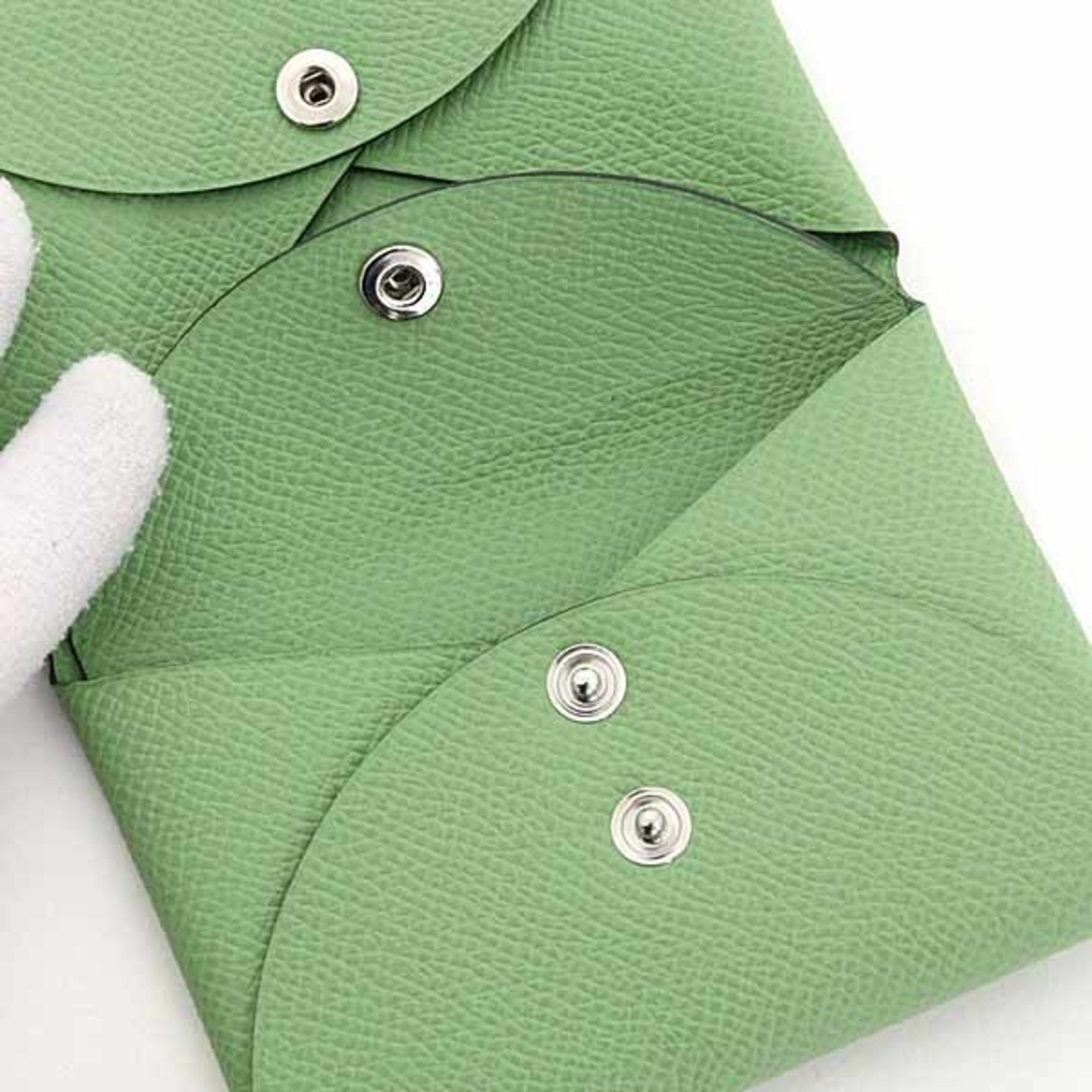 Hermes Bastia Green Epsom Leather Coin Purse/Coin Case (Pre-Owned)