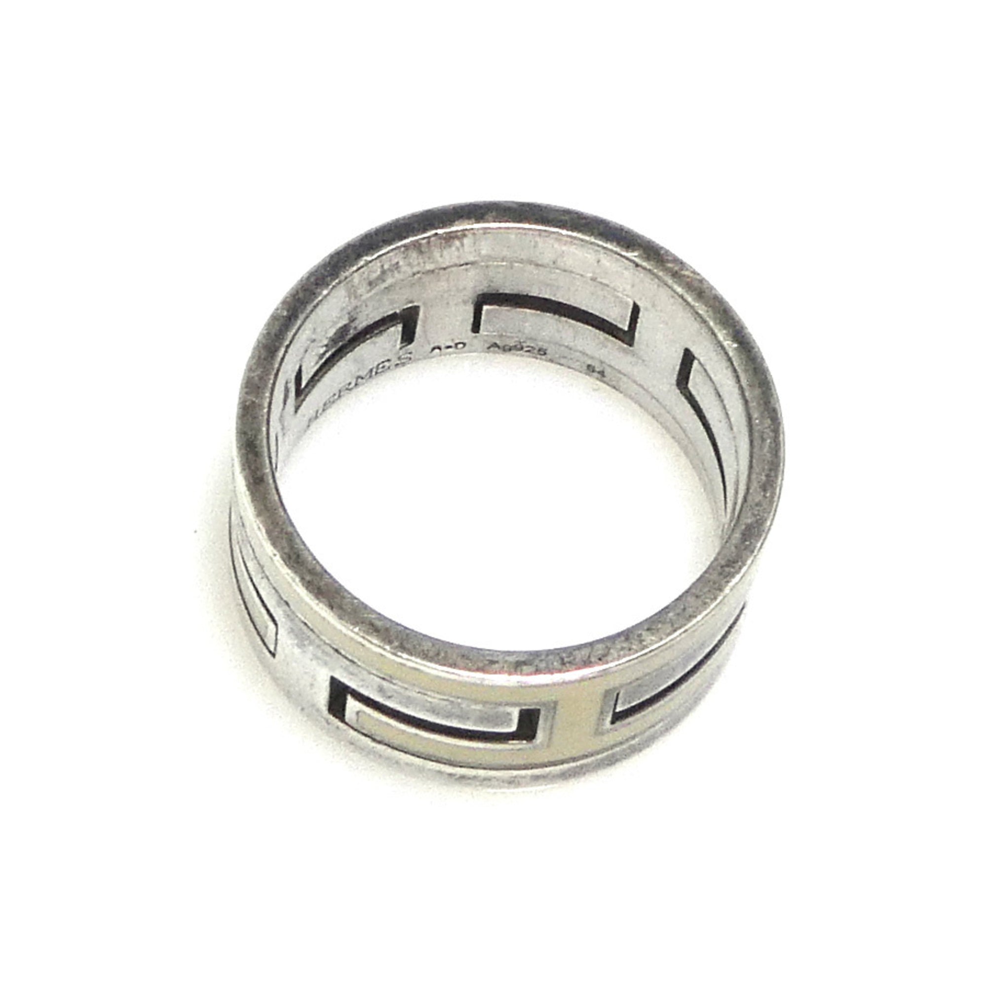 Hermes Silver Cream Silver 925 Band Ring (Pre-Owned)