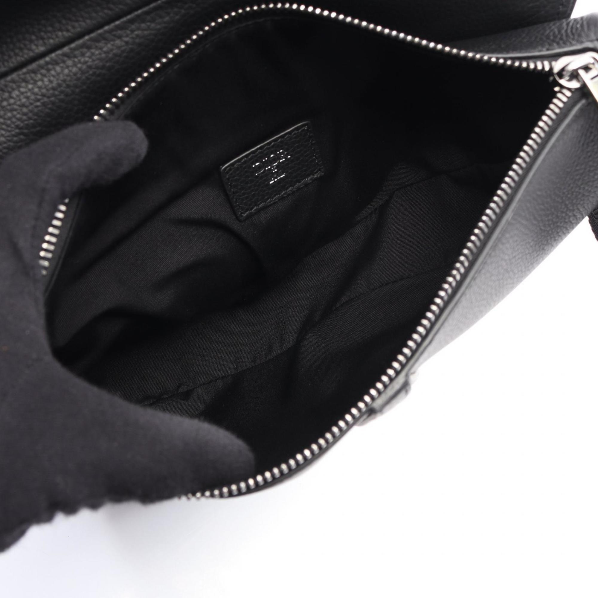 Christian Dior Black Leather Fanny Pack Handbag Saddle Bag (Pre-Owned)