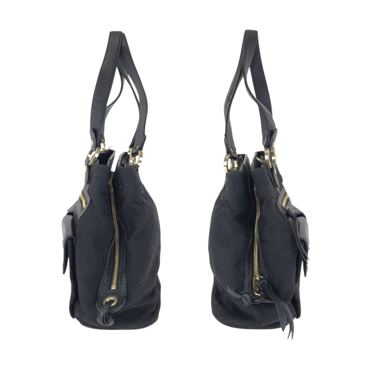 Bvlgari Black Canvas Leather Handbag Tote Bag (Pre-Owned)
