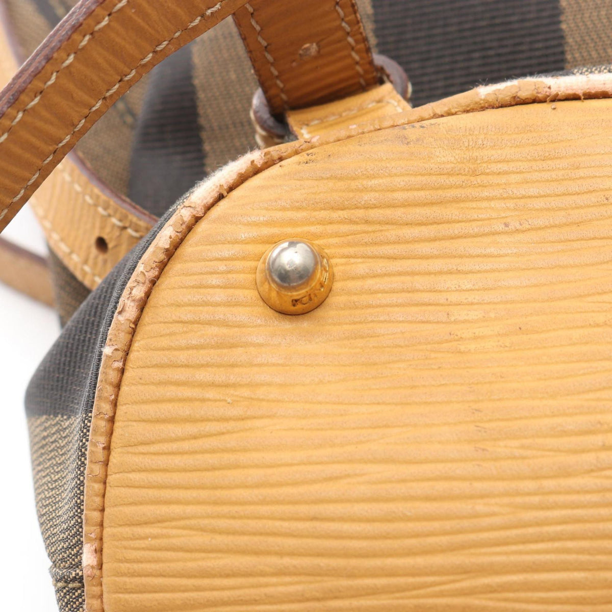 Fendi Beige Black Brown Canvas Leather Backpack Handbag (Pre-Owned)