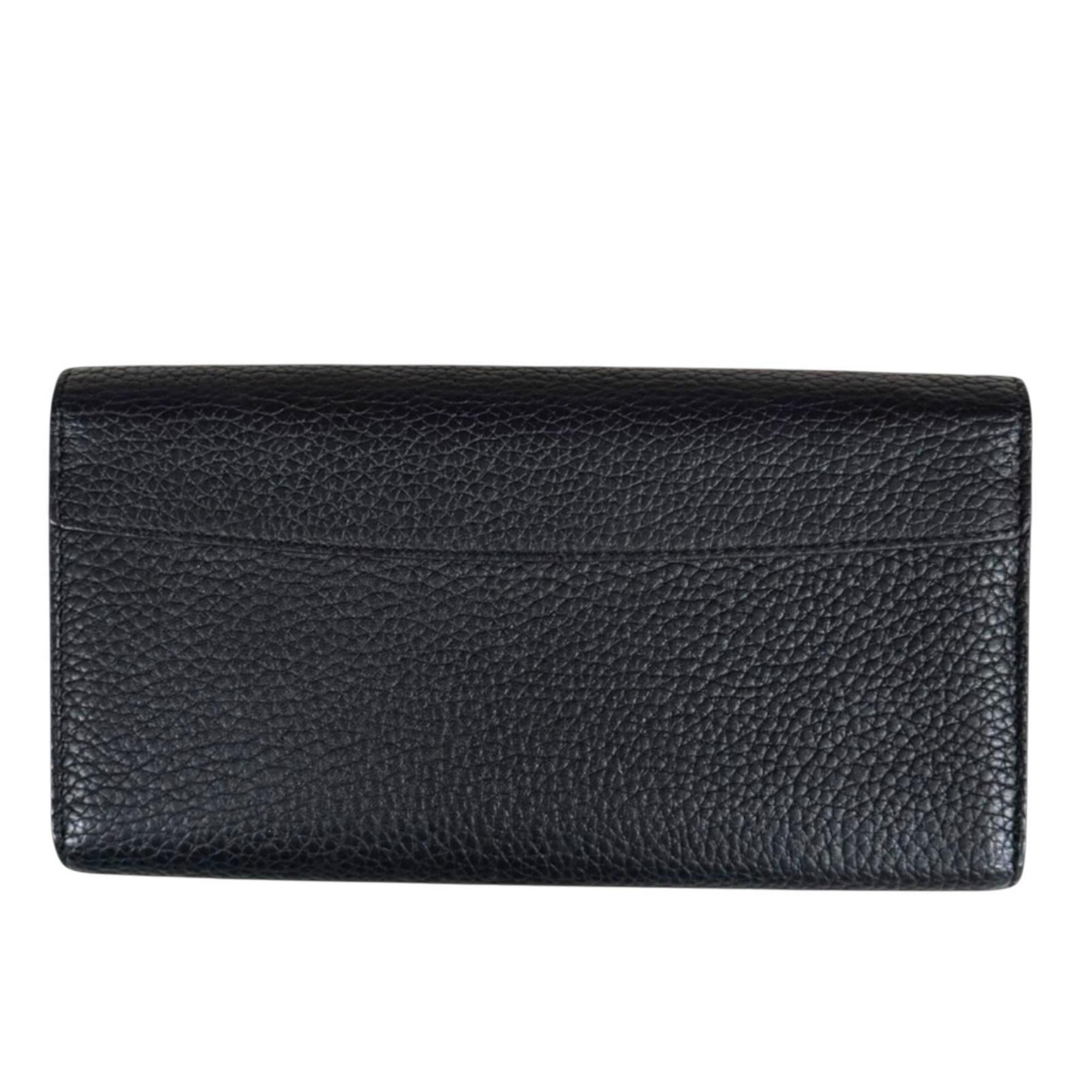 Louis Vuitton Black Noir Leather Long Wallet (Bi-Fold) (Pre-Owned)