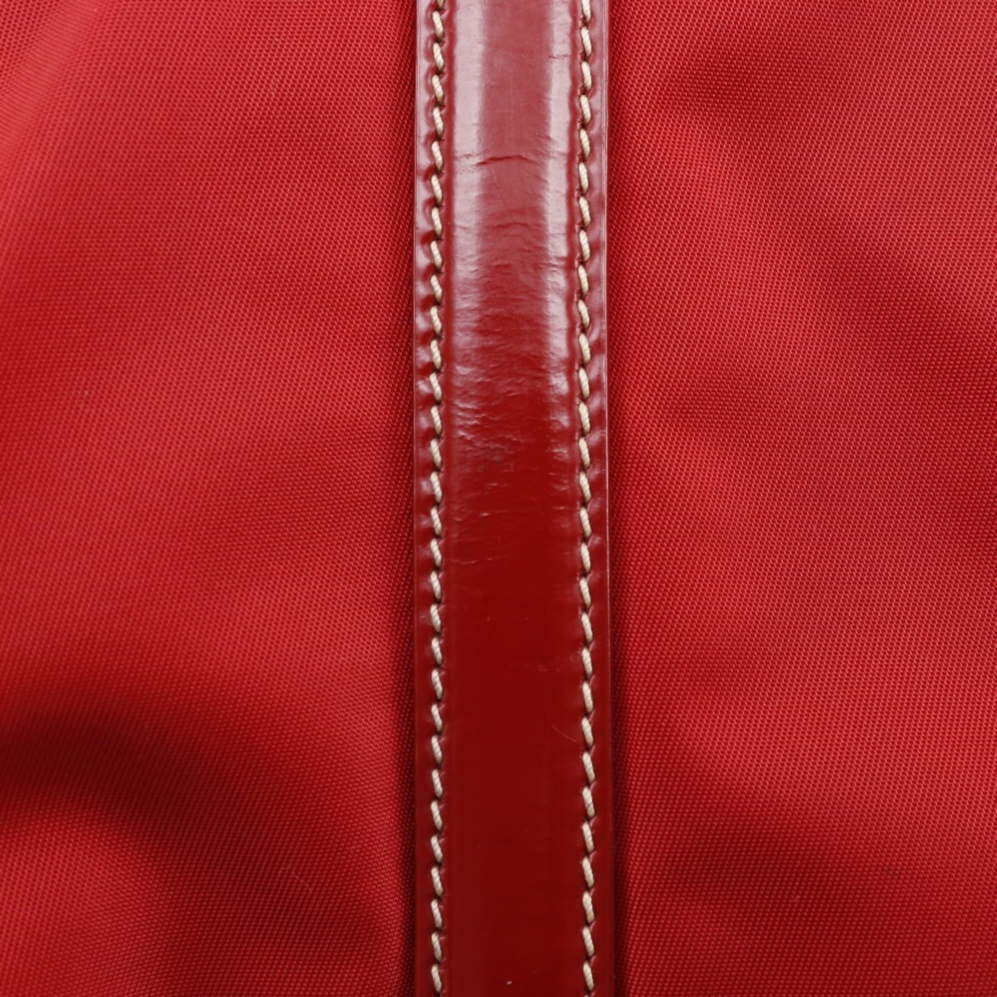Prada Red Color Nylon Handbag (Pre-Owned)