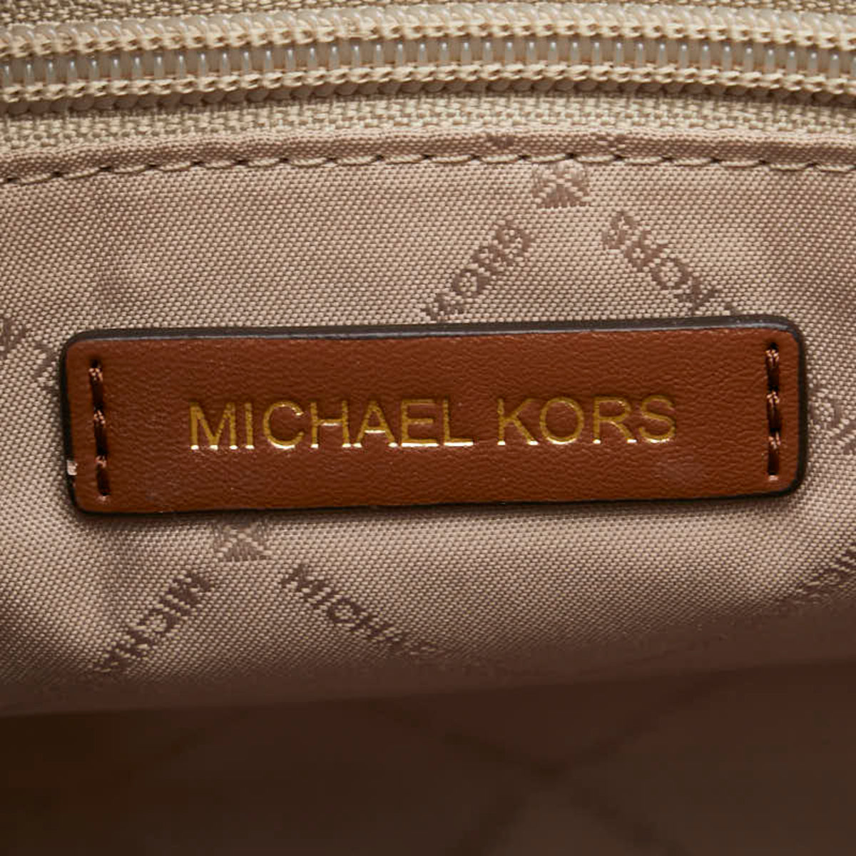 Michael Kors Blue Brown Canvas Leather Shoulder Bag Tote Bag (Pre-Owned)