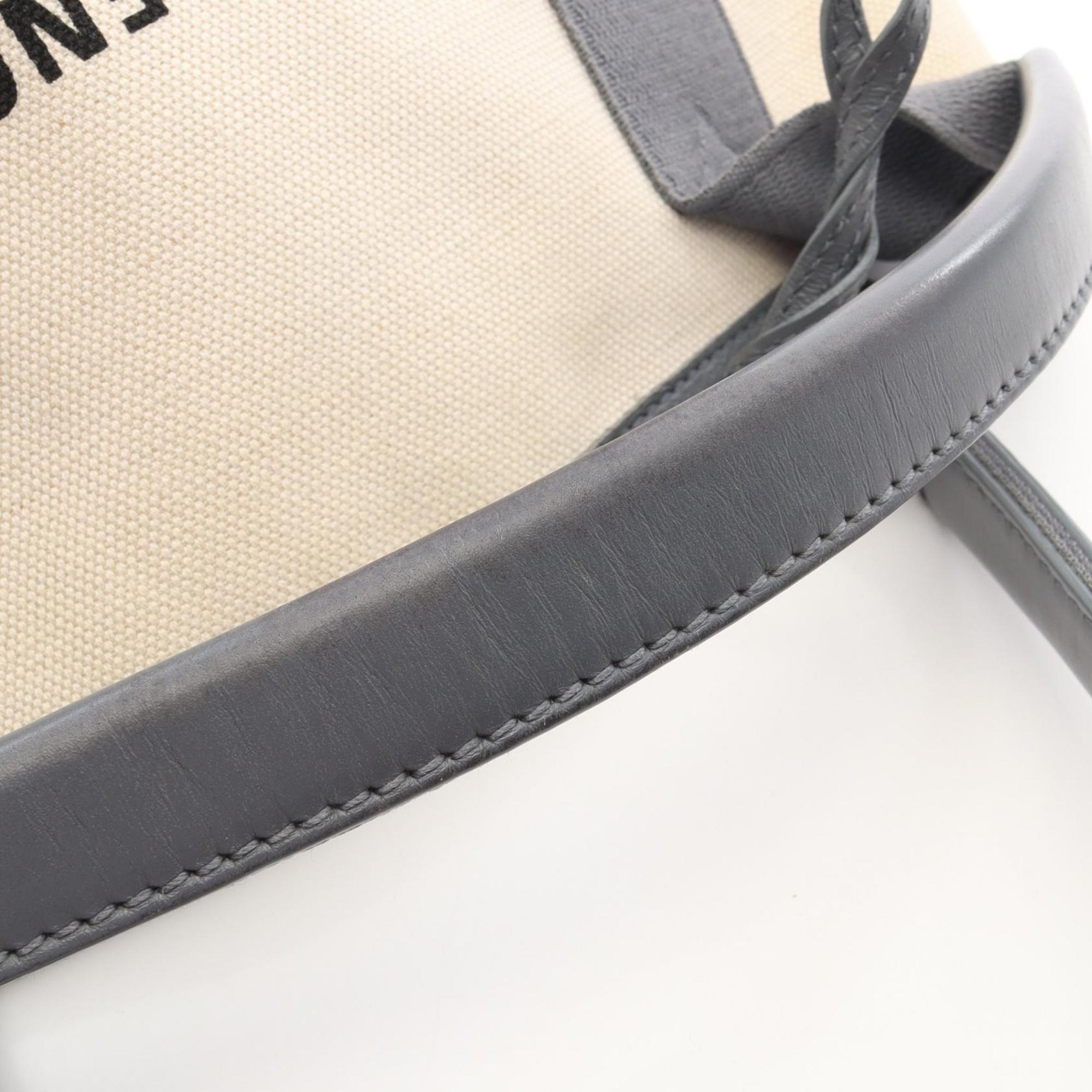 Balenciaga Gray Navy White Canvas Leather Handbag Tote Bag (Pre-Owned)