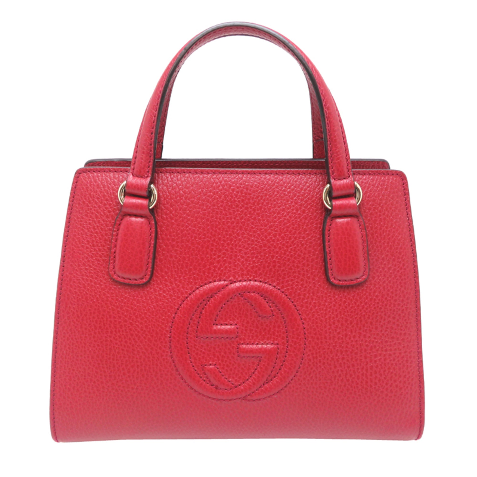 Gucci Red Color Leather Handbag (Pre-Owned)