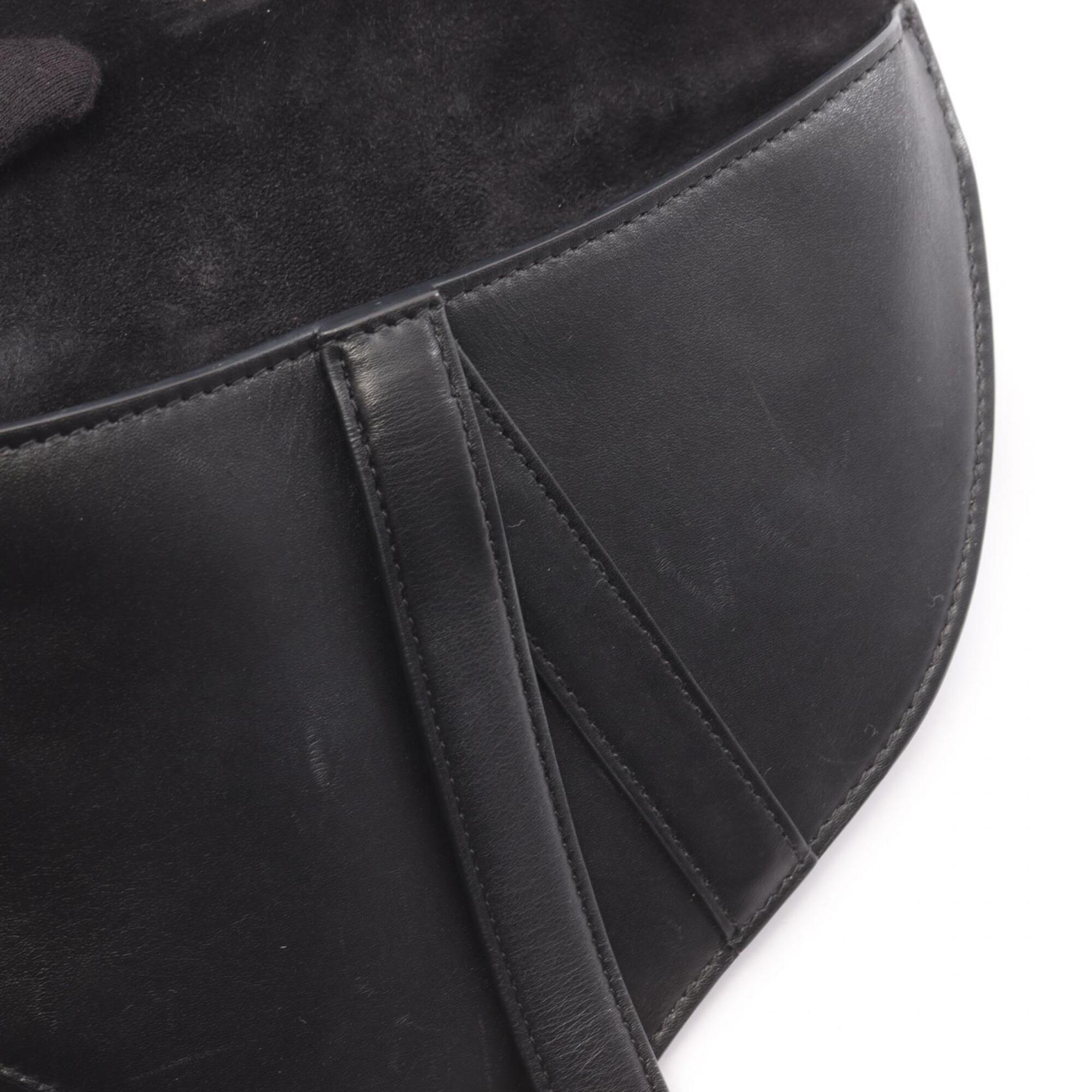 Christian Dior Black Leather Fanny Pack Handbag Saddle Bag (Pre-Owned)