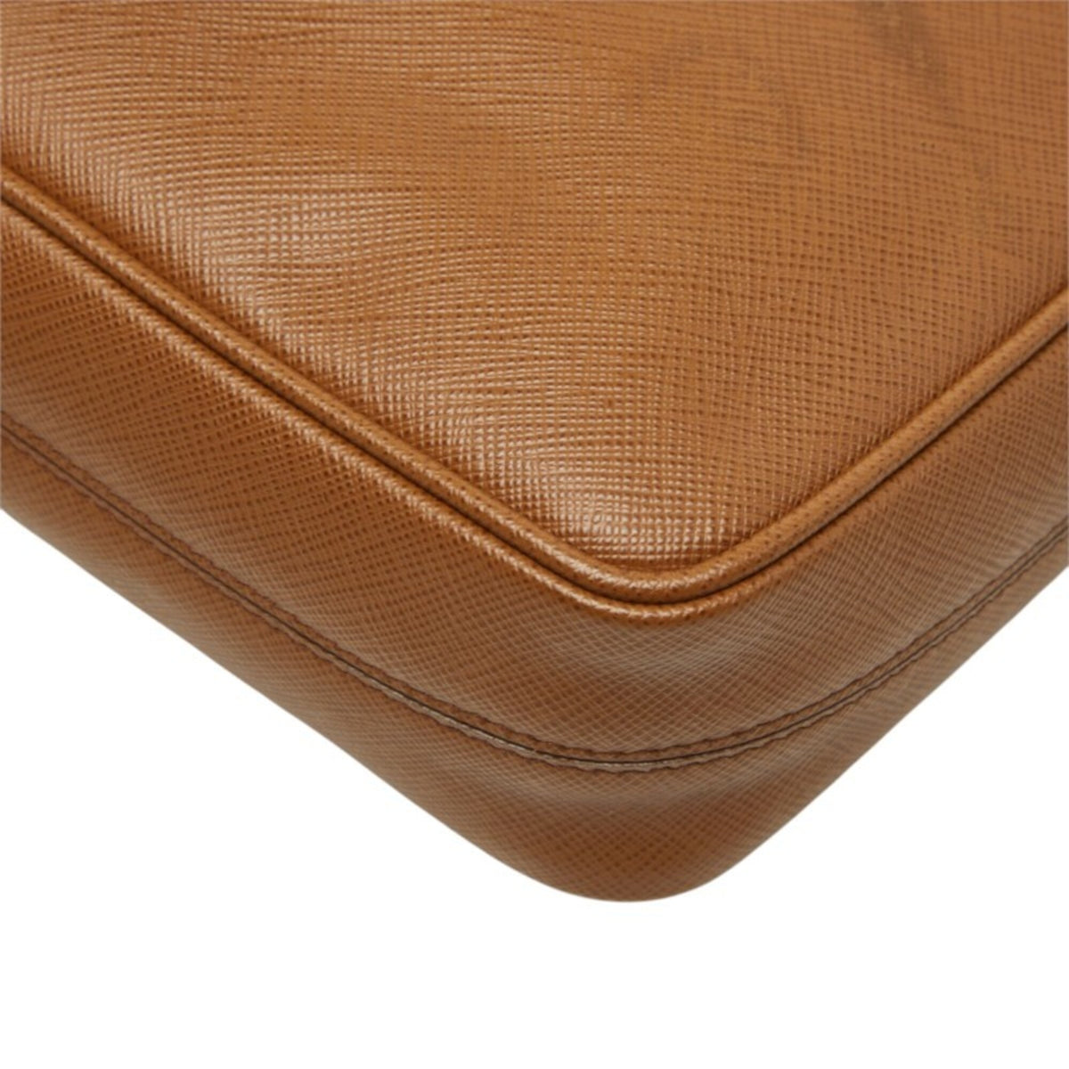 Prada Saffiano Brown Leather Shoulder Bag (Pre-Owned)