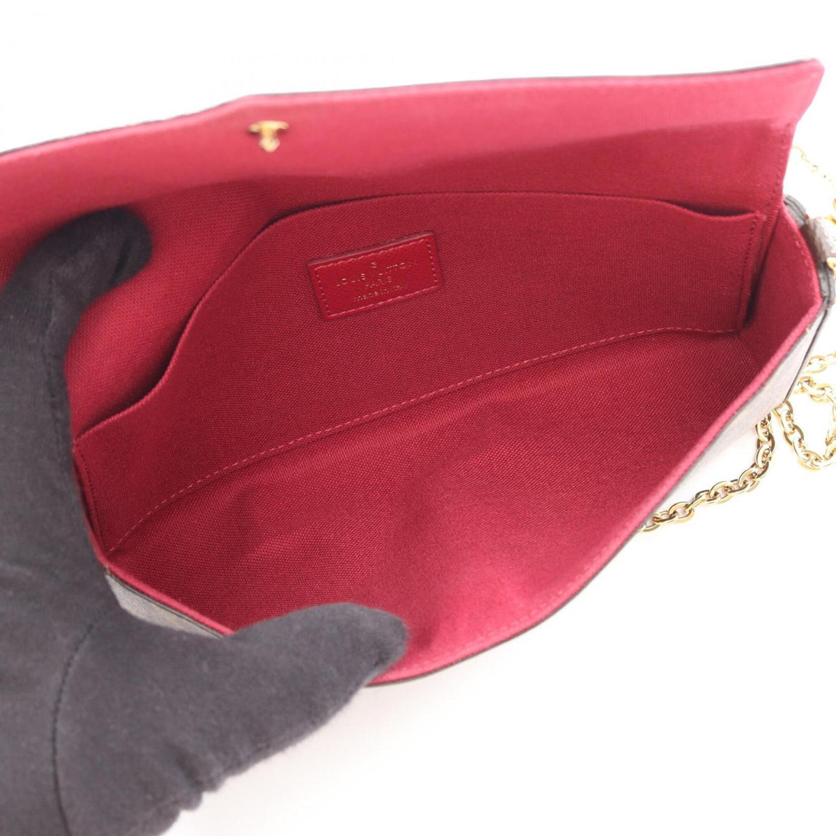 Louis Vuitton Brown Fuchsia Monogram Monogram Leather Handbag Pochette Shoulder Bag (Pre-Owned)