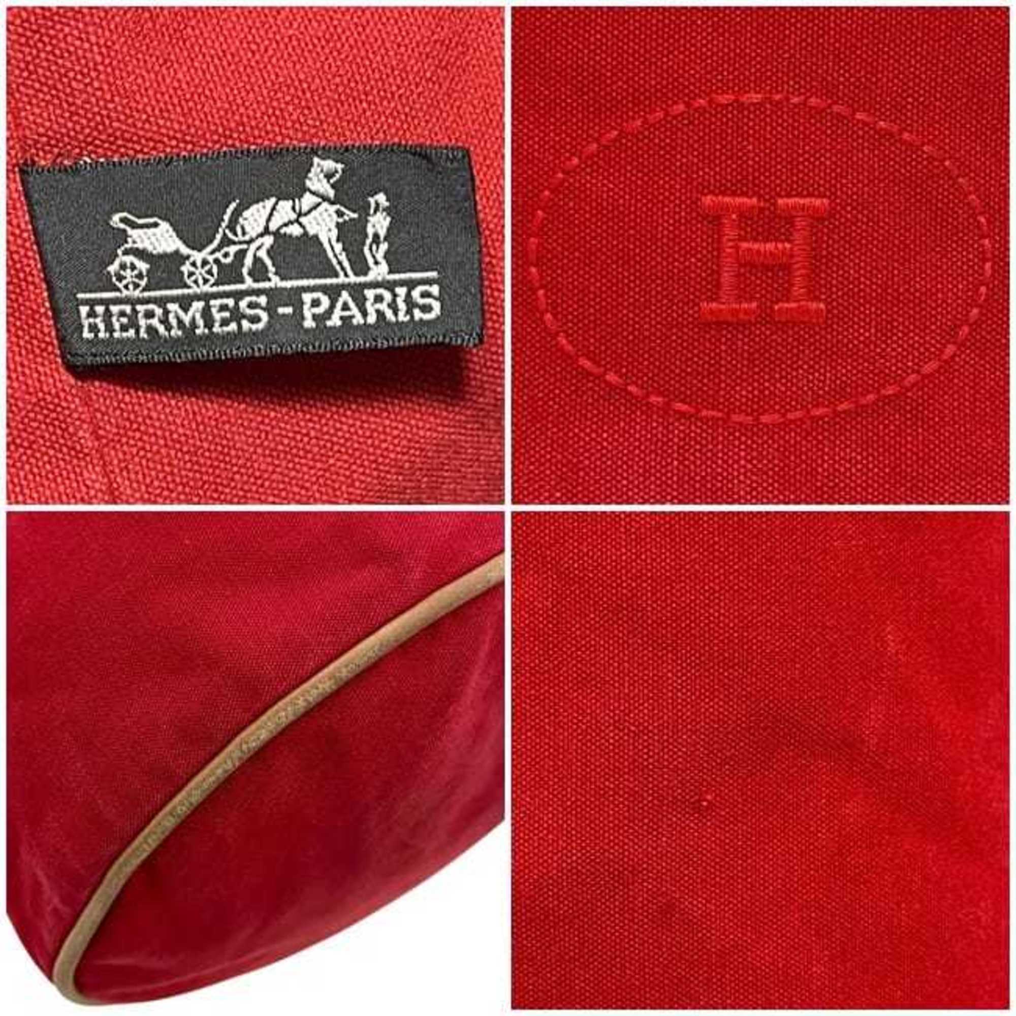Hermes Red Color Canvas Leather Backpack (Pre-Owned)