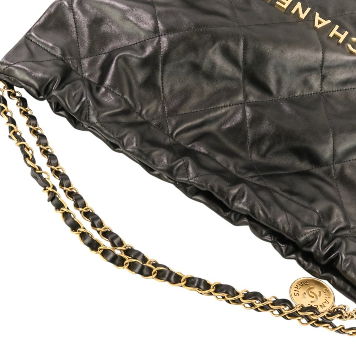 Chanel Black Leather Pouch Shoulder Bag (Pre-Owned)