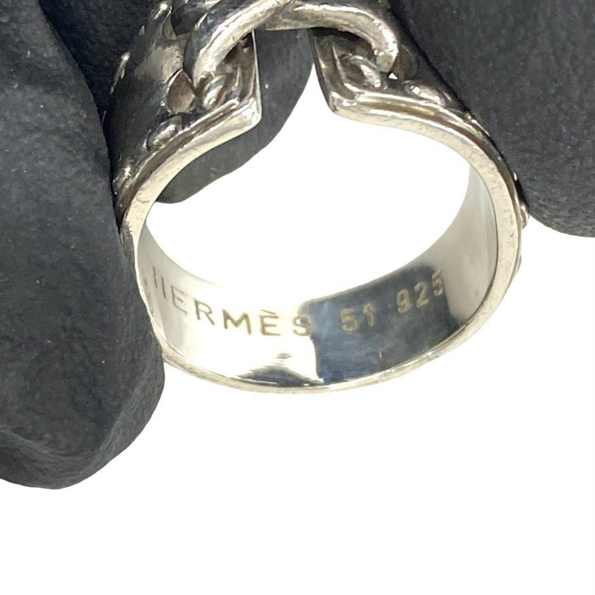 Hermes Silver Silver 925 Band Ring (Pre-Owned)