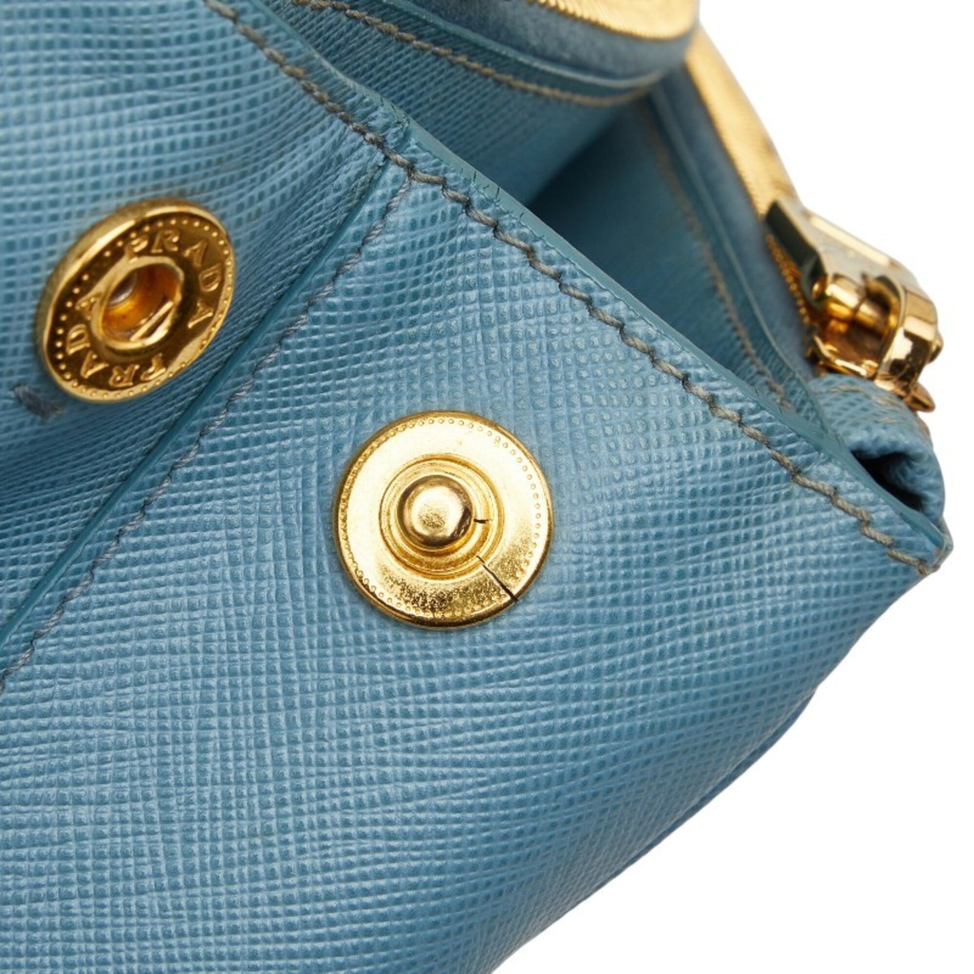 Prada Blue Leather Handbag Shoulder Bag (Pre-Owned)