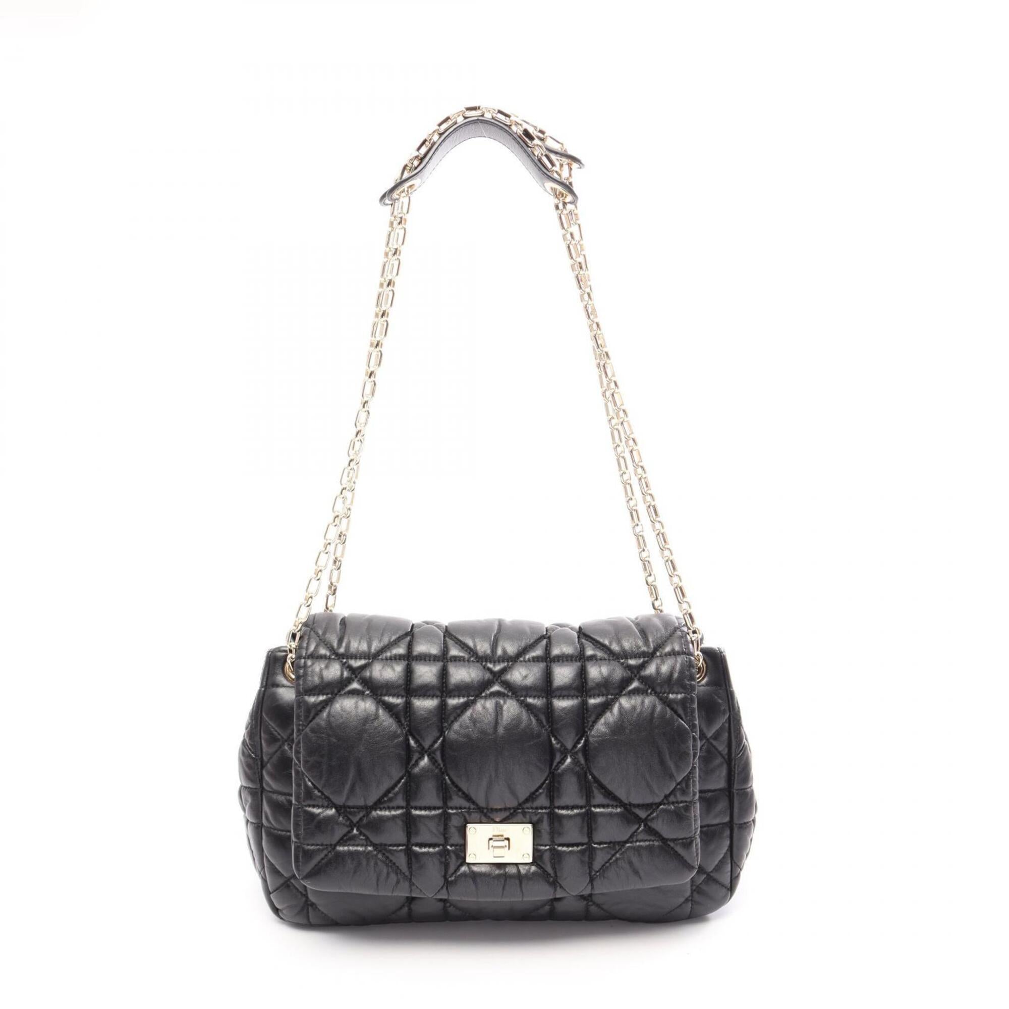 Christian Dior Black Leather Handbag Shoulder Bag (Pre-Owned)