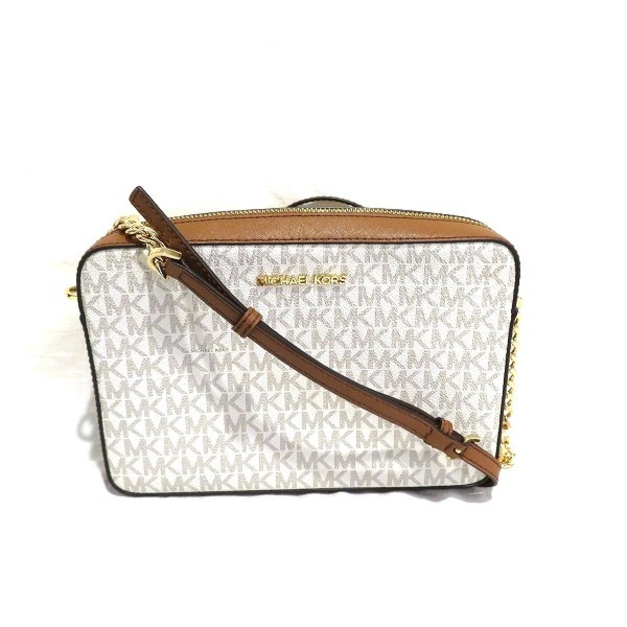 Michael Kors Brown White Pvc Shoulder Bag (Pre-Owned)