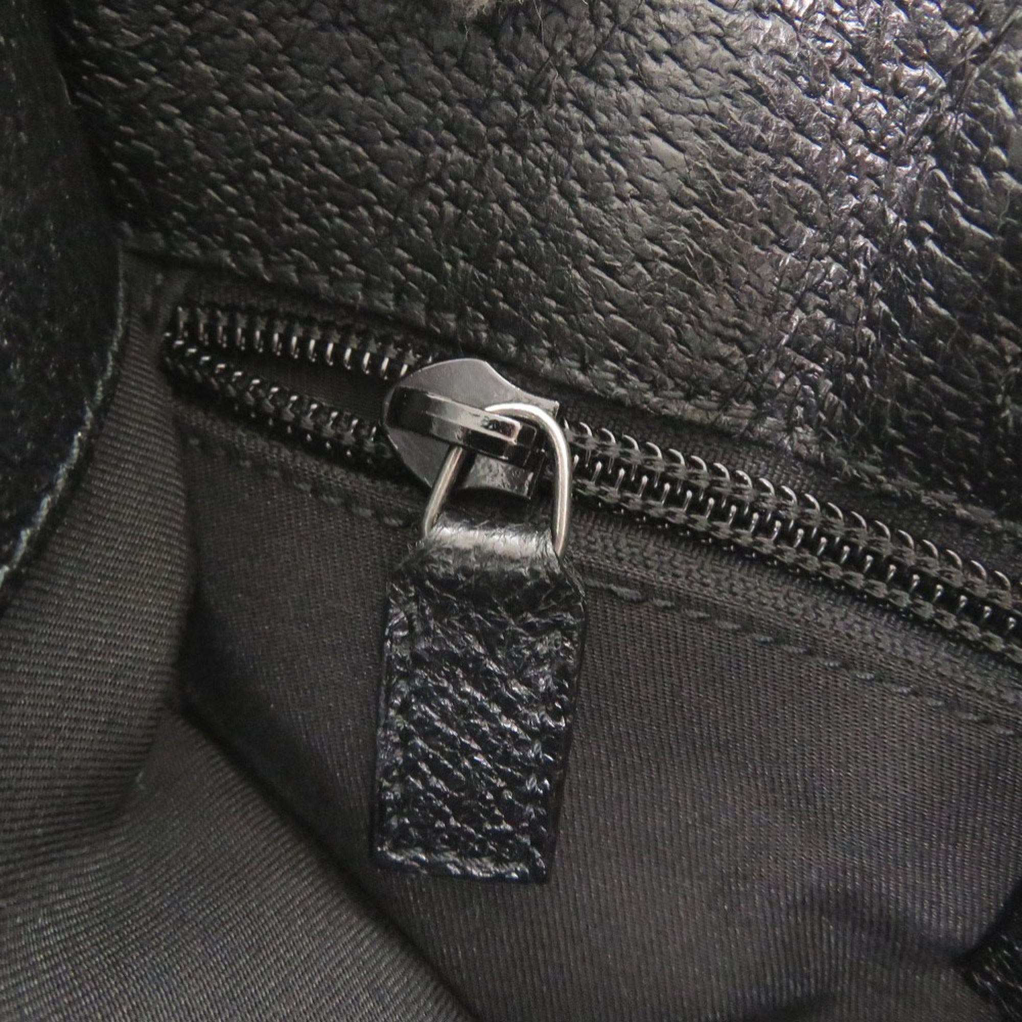 Gucci Black Gg Canvas Leather Shoulder Bag (Pre-Owned)