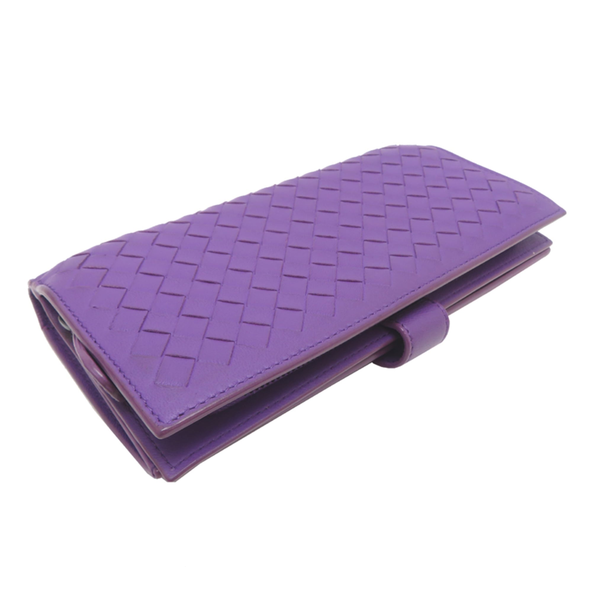 Bottega Veneta Purple Leather Long Wallet (Bi-Fold) (Pre-Owned)