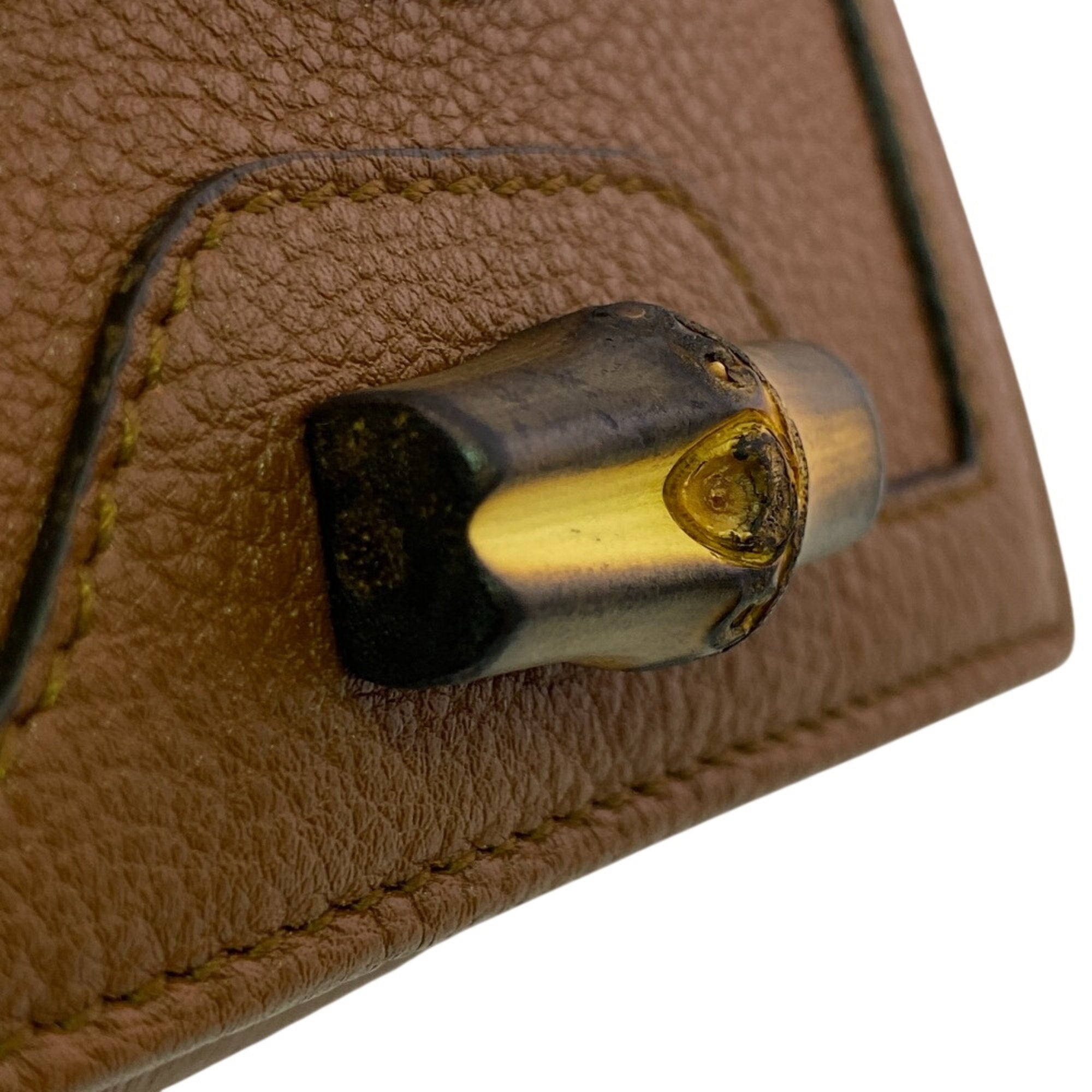 Gucci Bamboo Brown Leather Wallet (Tri-Fold) (Pre-Owned)