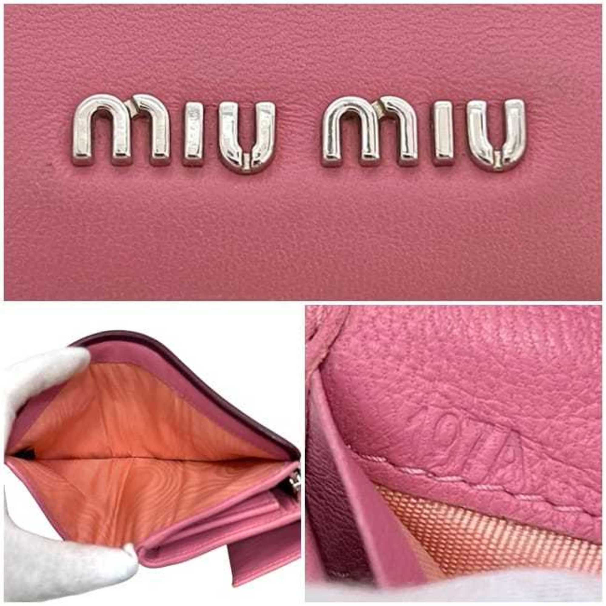 Miu Miu Bordeaux Pink Leather Wallet (Tri-Fold) (Pre-Owned)