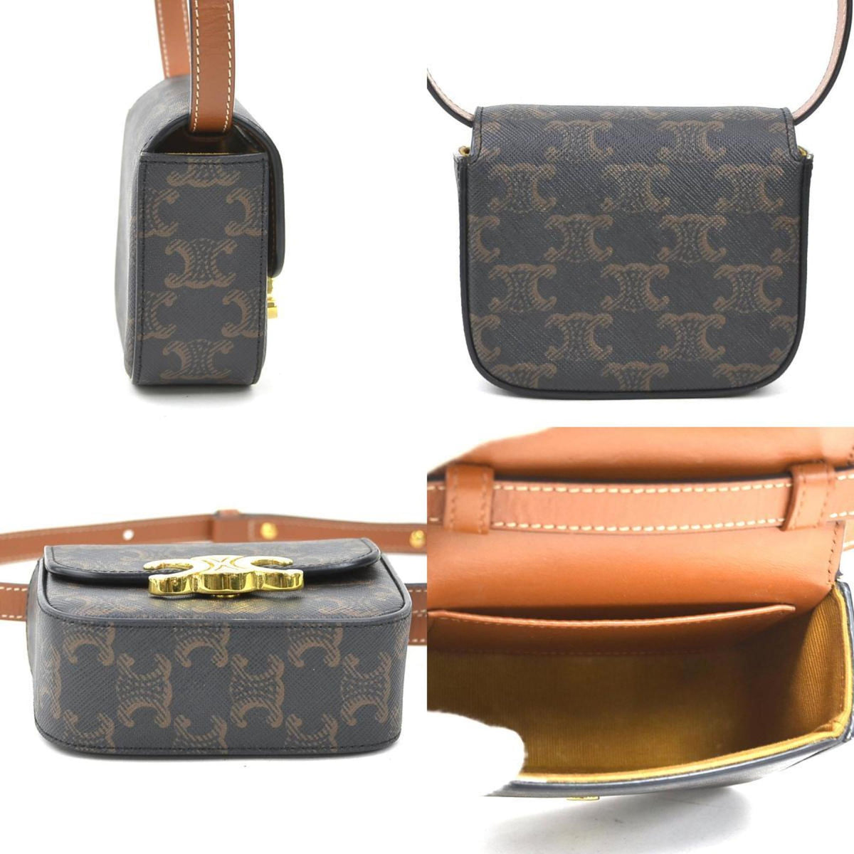 Celine Brown Coated Canvas Shoulder Bag (Pre-Owned)
