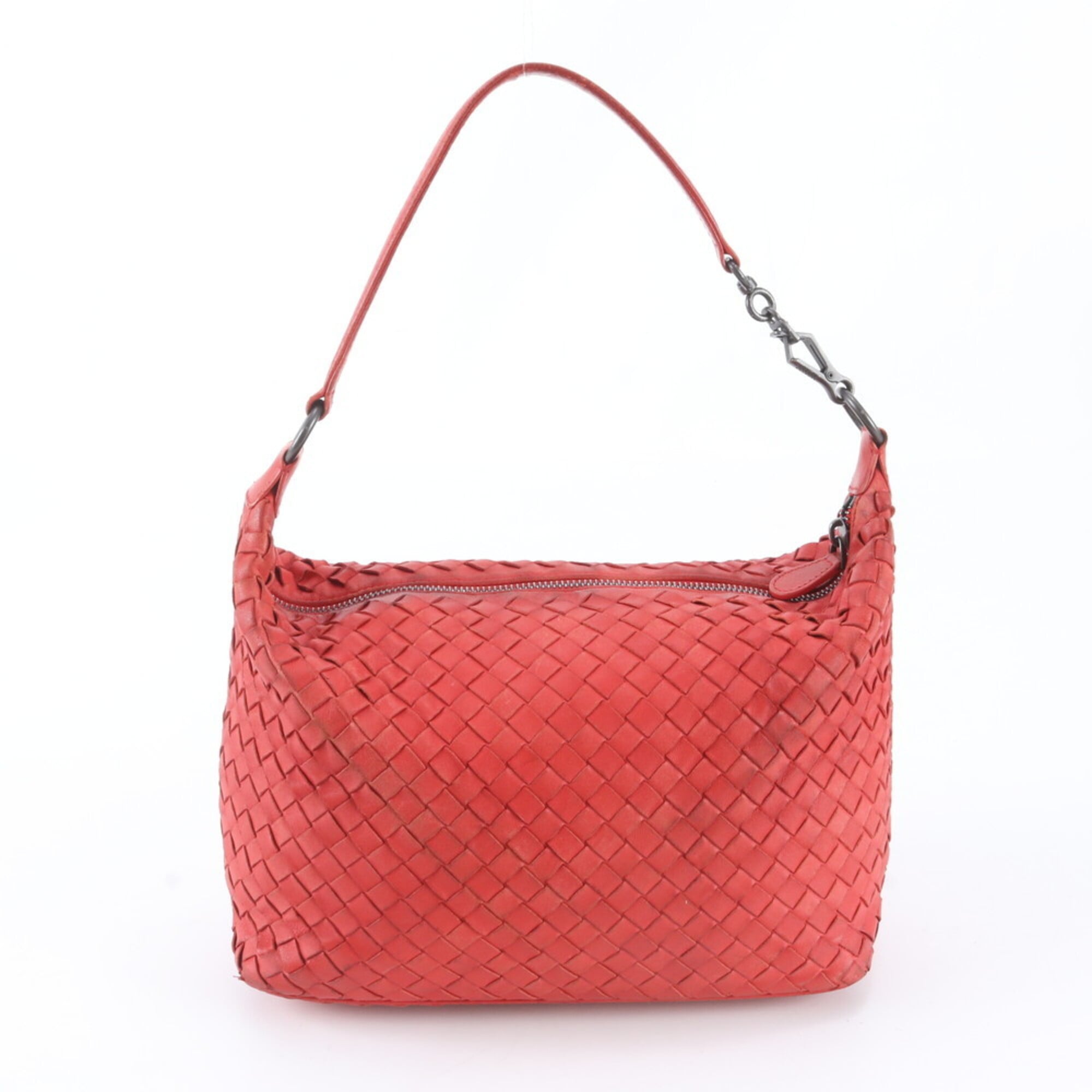 Bottega Veneta Intrecciato Red Color Leather Handbag Shoulder Bag (Pre-Owned)