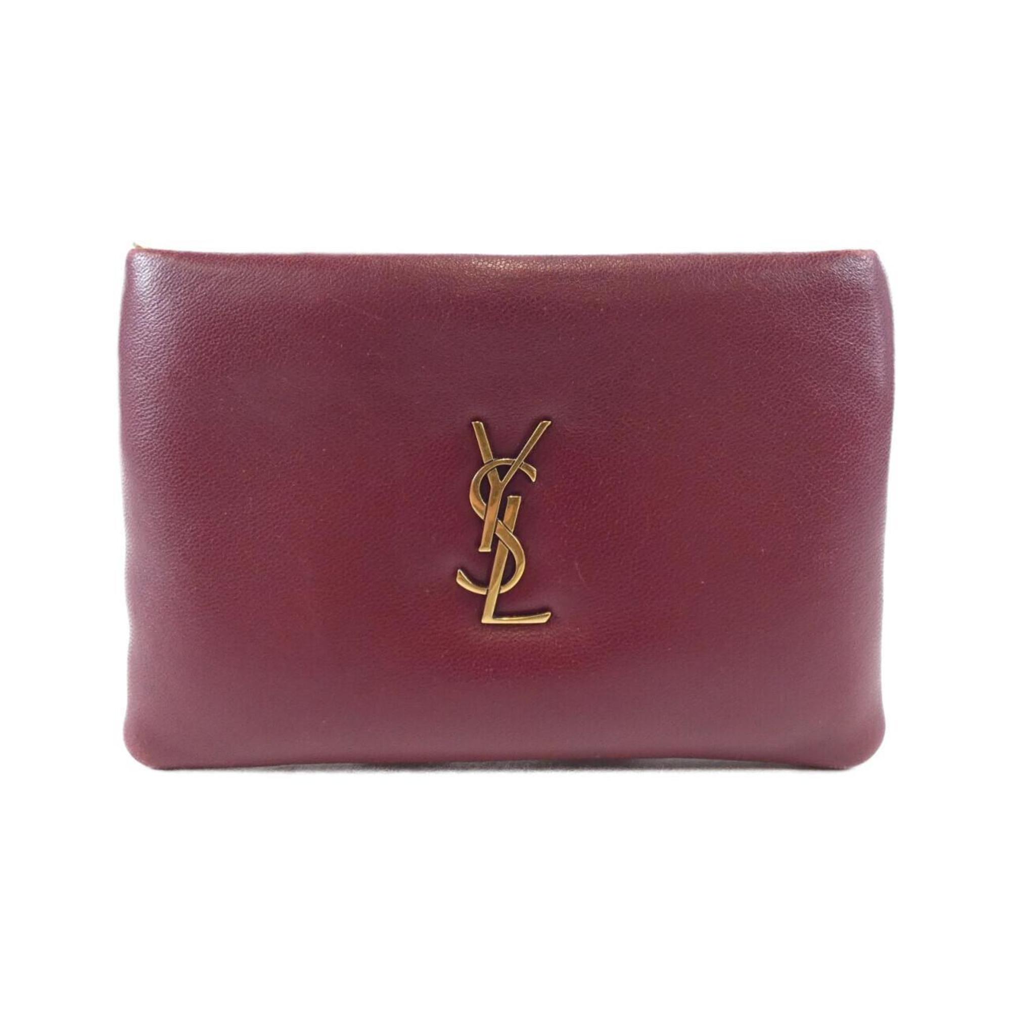 Yves Saint Laurent Bordeaux Leather Pouch (Pre-Owned)