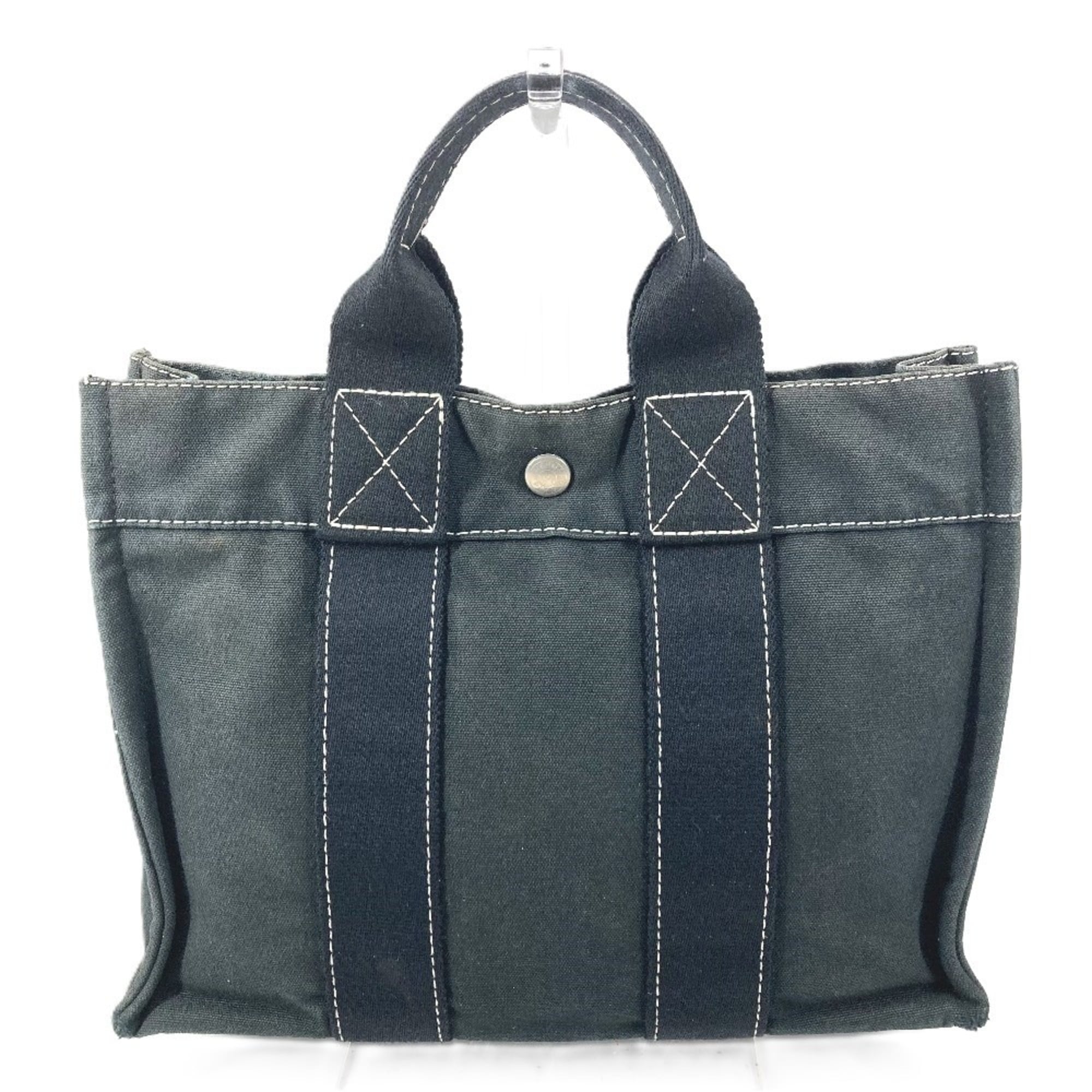 Hermes Deauville Black Canvas Handbag Tote Bag (Pre-Owned)