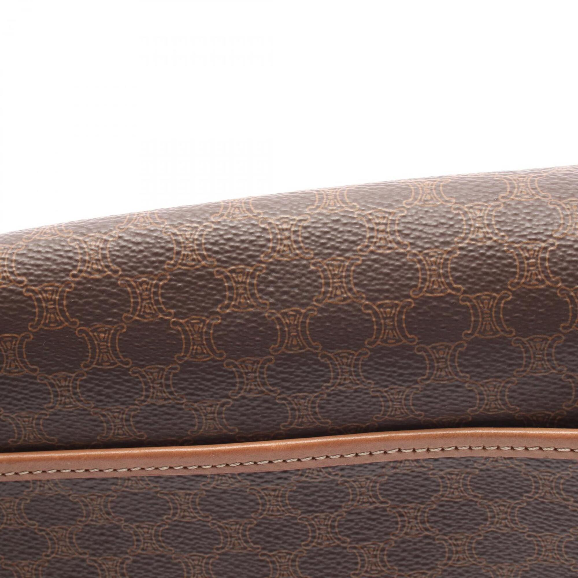 Celine Brown Coated Canvas Leather Handbag Shoulder Bag (Pre-Owned)