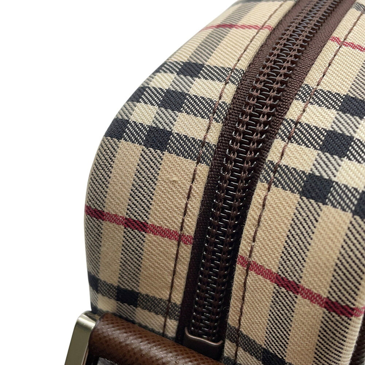 Burberry Beige Black Red Color Canvas Leather Shoulder Bag (Pre-Owned)