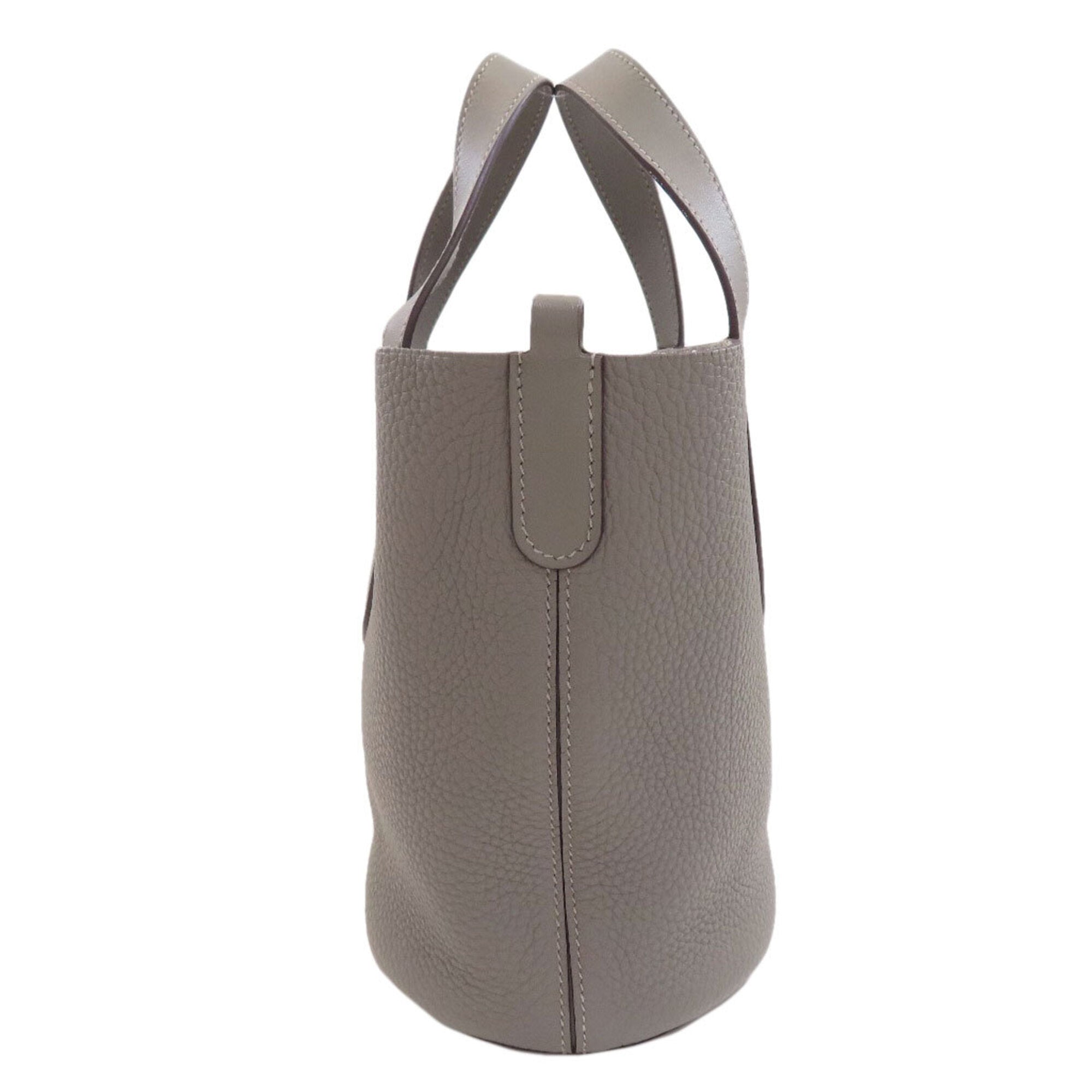 Hermes Gray Taurillon Clemence Leather Handbag (Pre-Owned)