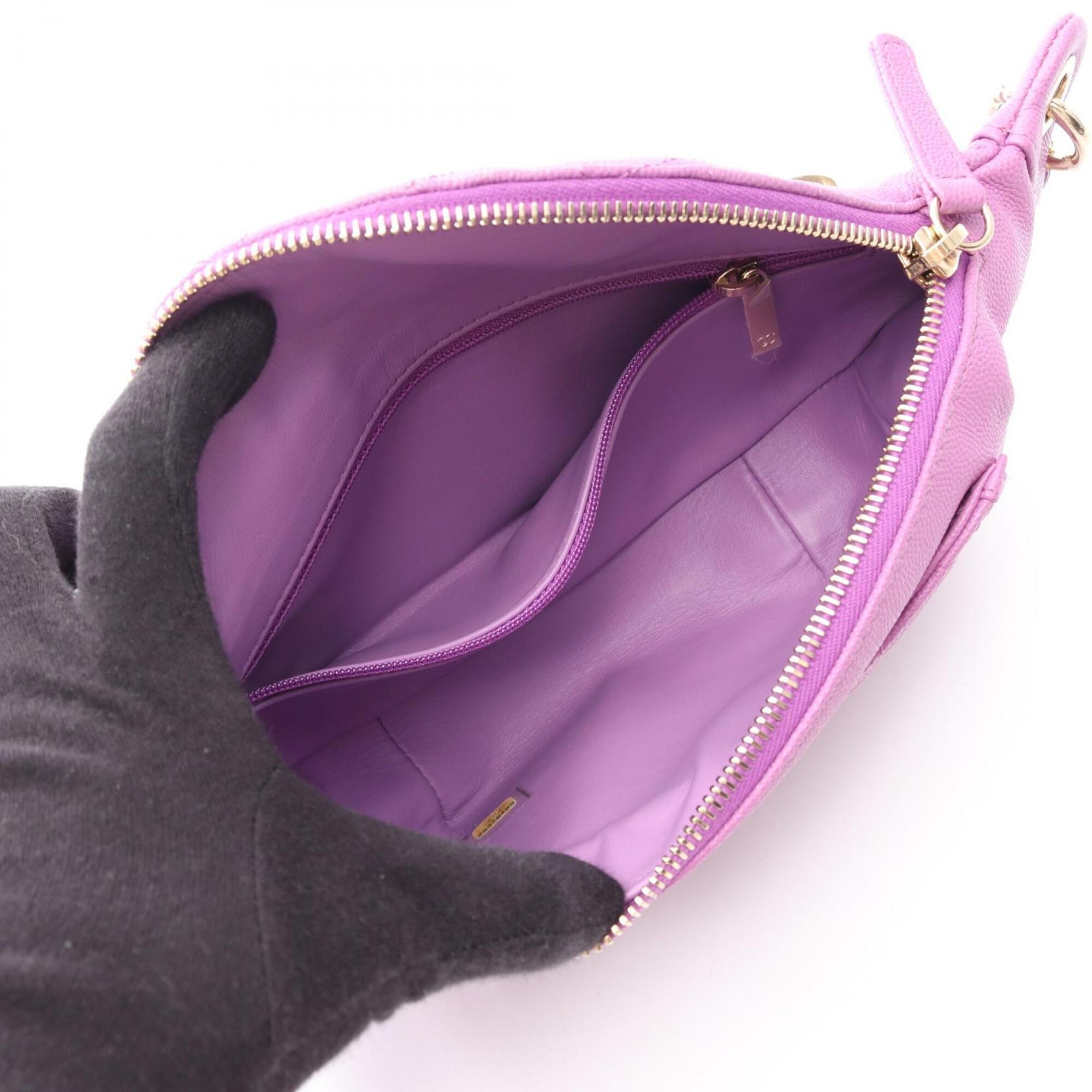 Chanel Purple Grained Calfskin Fanny Pack Handbag (Pre-Owned)