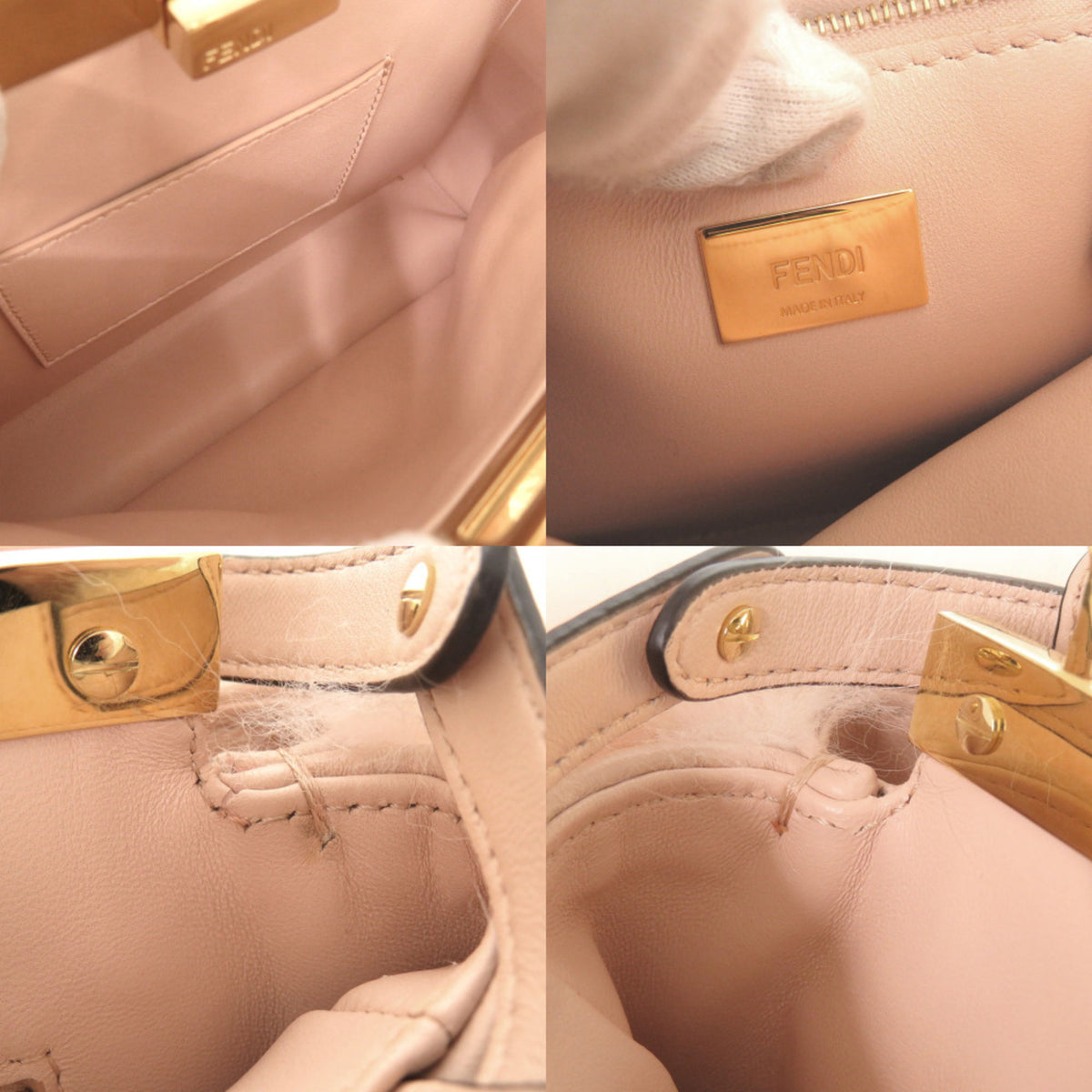 Fendi Pink Leather Fur Handbag Shoulder Bag (Pre-Owned)