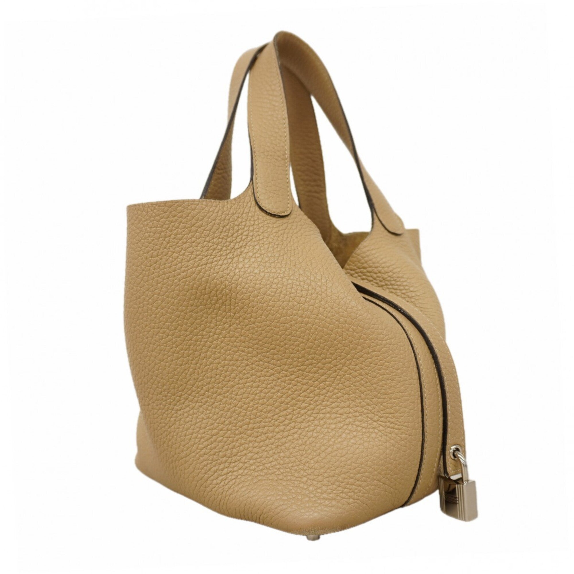 Hermes Beige Taurillon Clemence Leather Handbag (Pre-Owned)