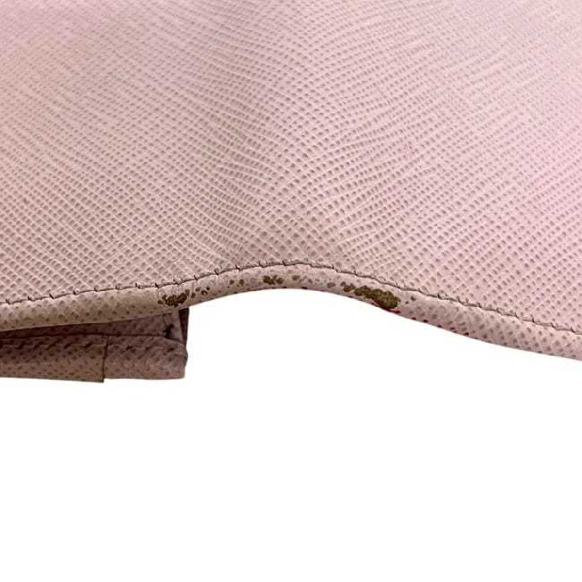 Prada Pink Leather Saffiano Triangle Long Wallet (Bi-Fold) (Pre-Owned)