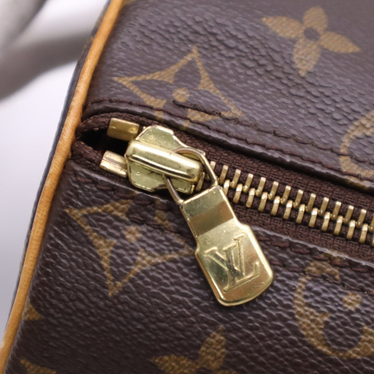 Louis Vuitton Monogram Beige Brown Coated Canvas Leather Handbag (Pre-Owned)