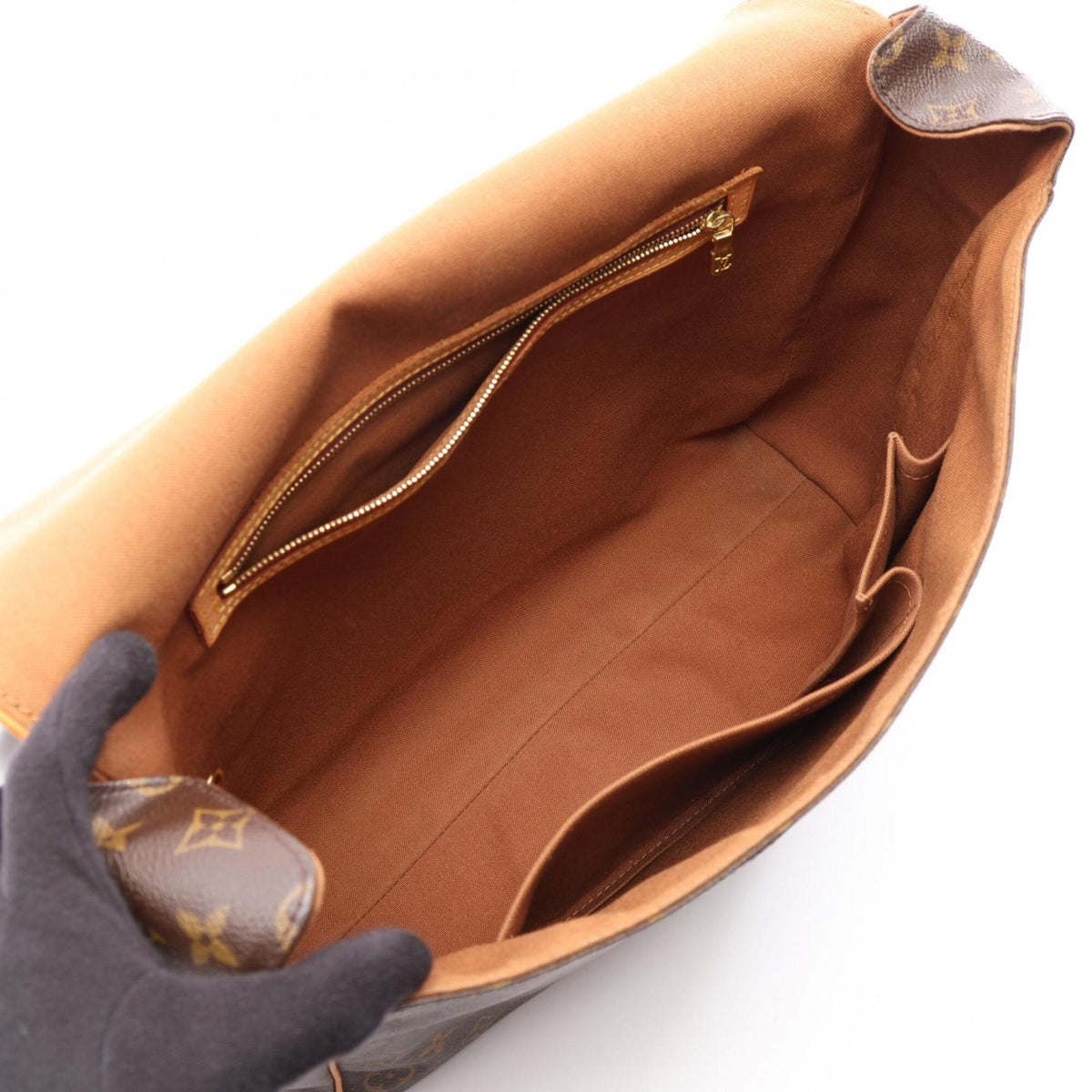 Louis Vuitton Brown Coated Canvas Leather Handbag Shoulder Bag (Pre-Owned)
