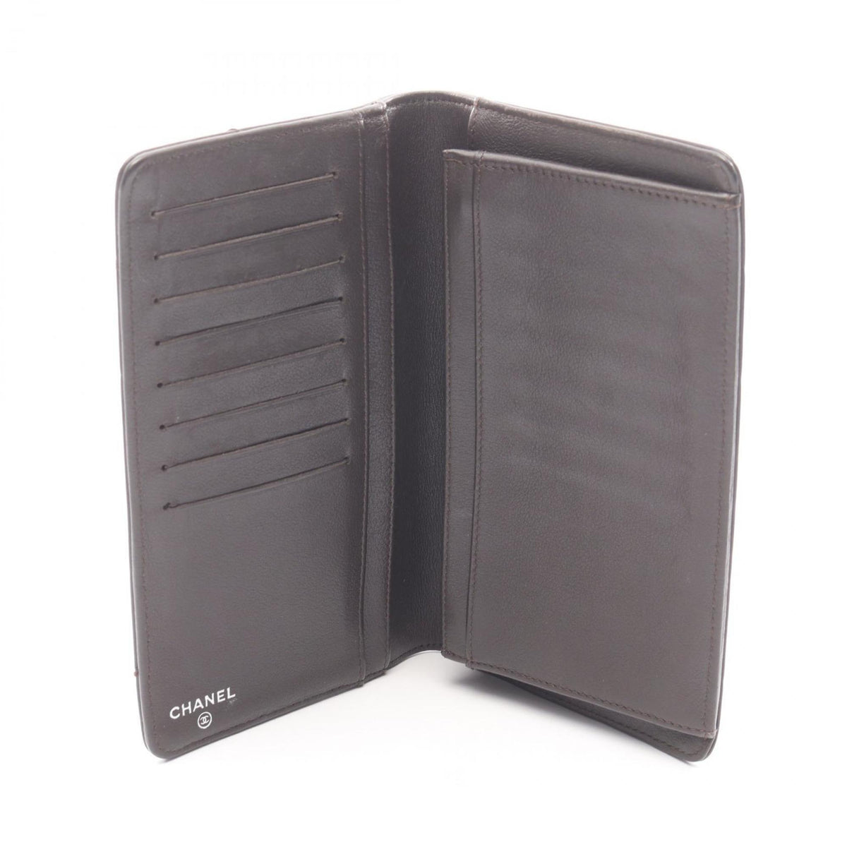 Chanel Brown Leather Long Wallet (Bi-Fold) (Pre-Owned)