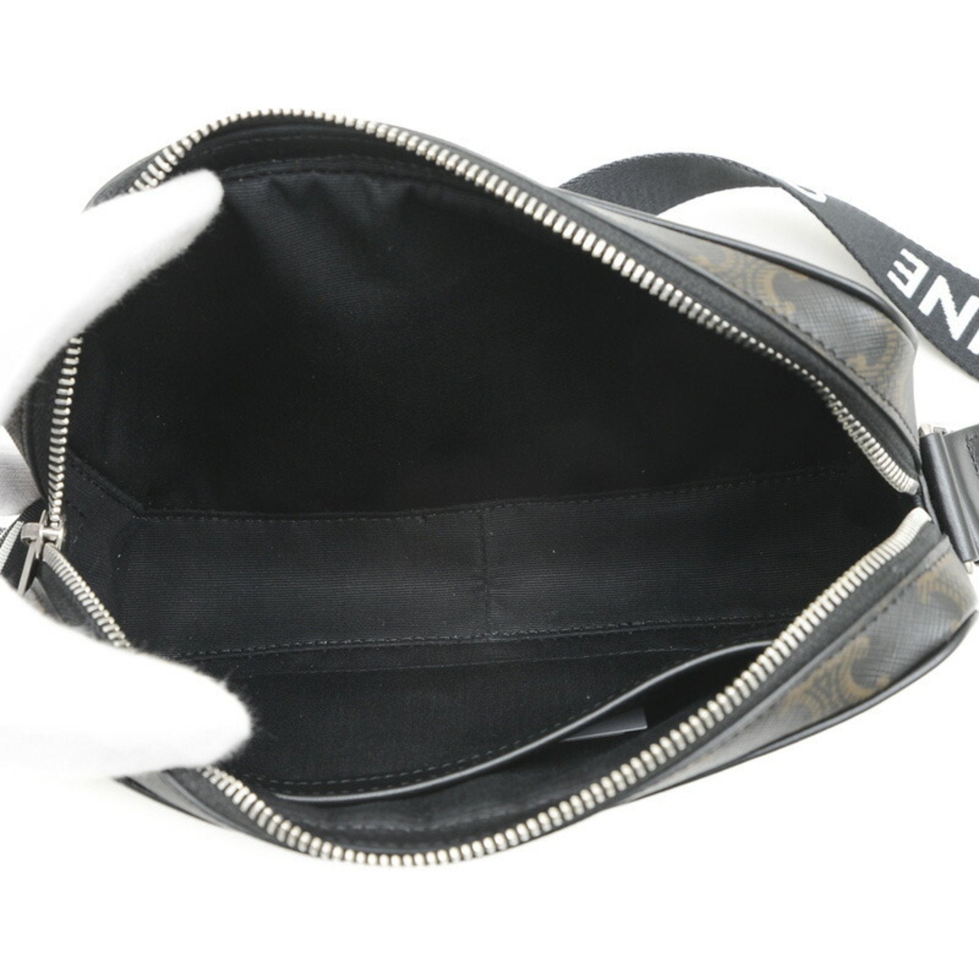 Celine Black Dark Brown Canvas Pvc Messenger Bag Shoulder Bag (Pre-Owned)