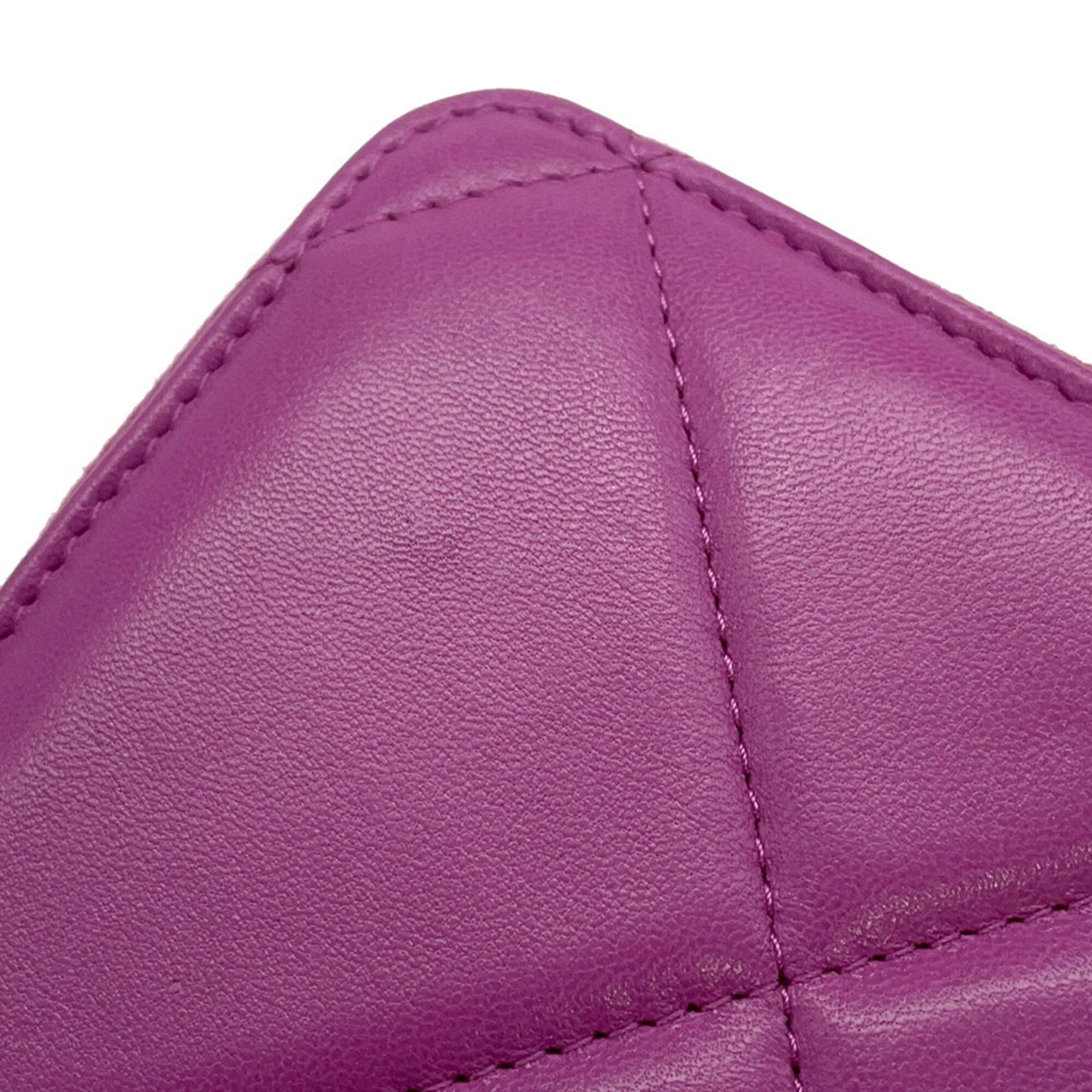 Chanel Purple Leather Long Wallet (Bi-Fold) (Pre-Owned)