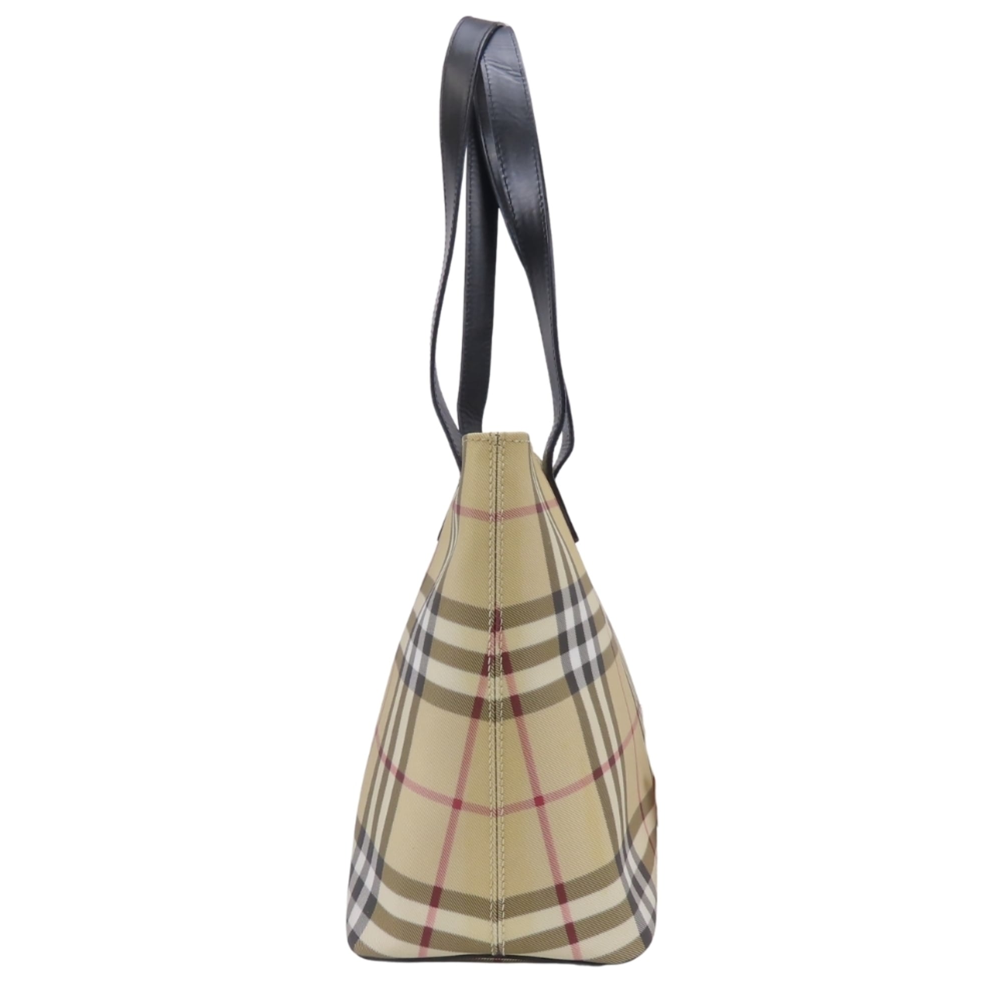 Burberry Beige Black Pvc Leather Tote Bag (Pre-Owned)
