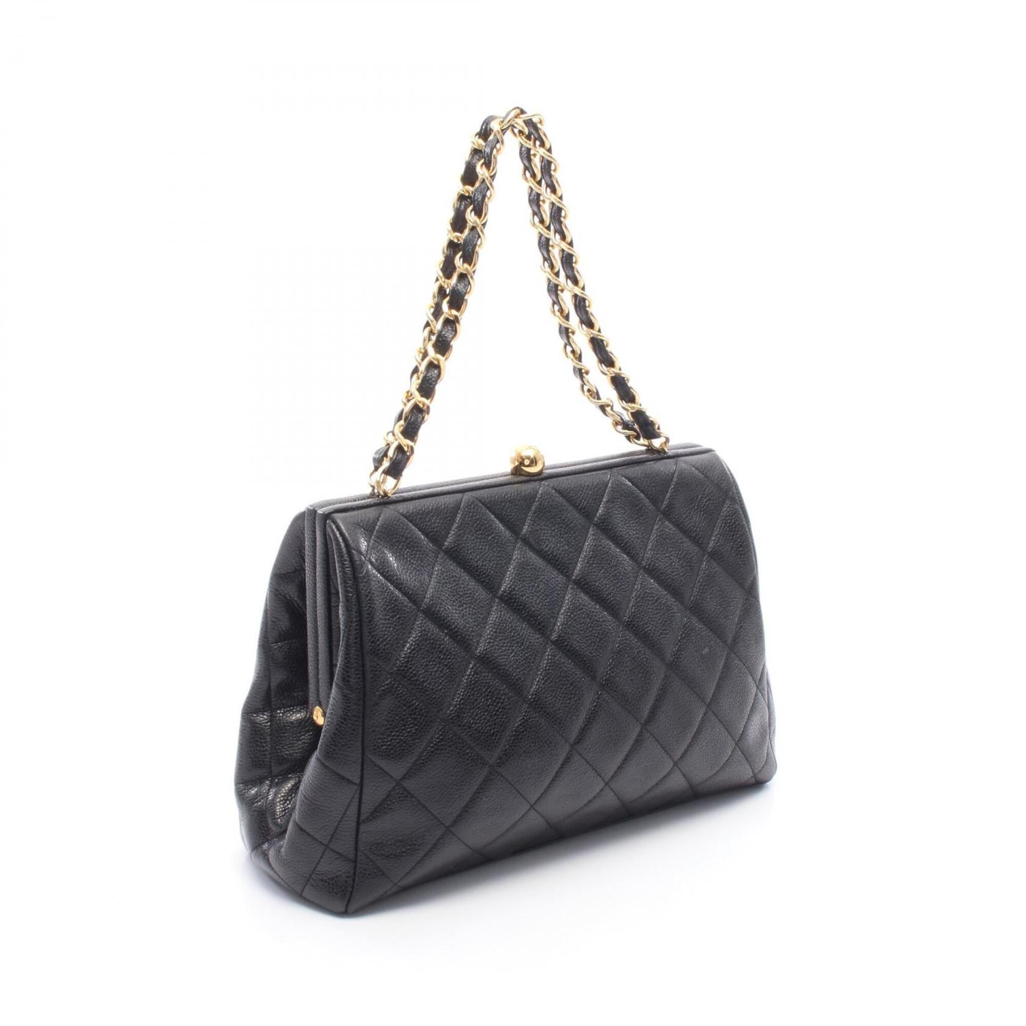 Chanel Black Grained Calfskin Handbag (Pre-Owned)