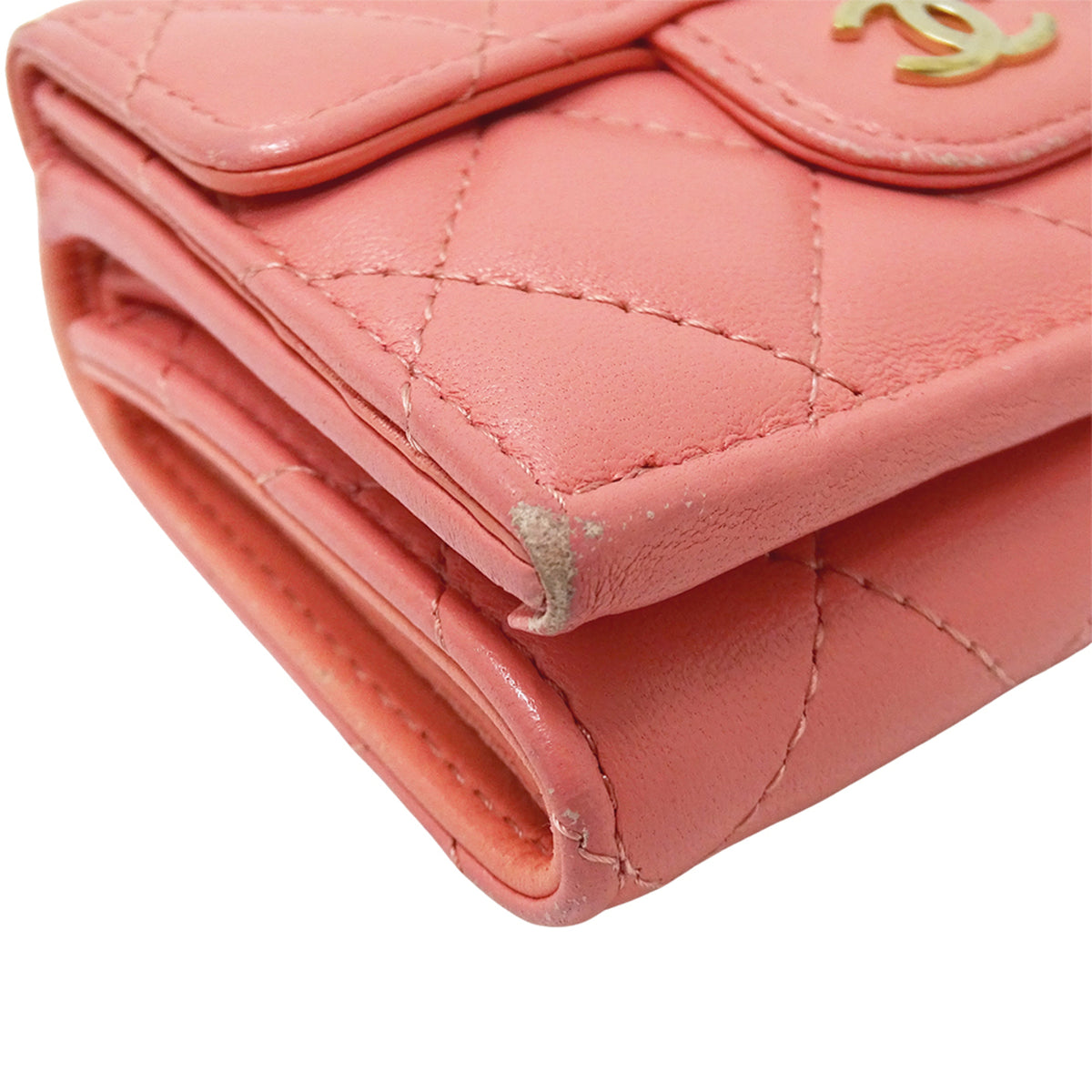 Chanel Pink Leather Wallet (Tri-Fold) (Pre-Owned)